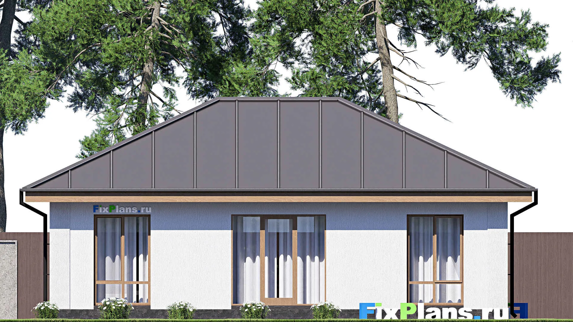 F-18107 - План одноэтажного дома 10 на 12, площадью 90 м² с 2 спальнями