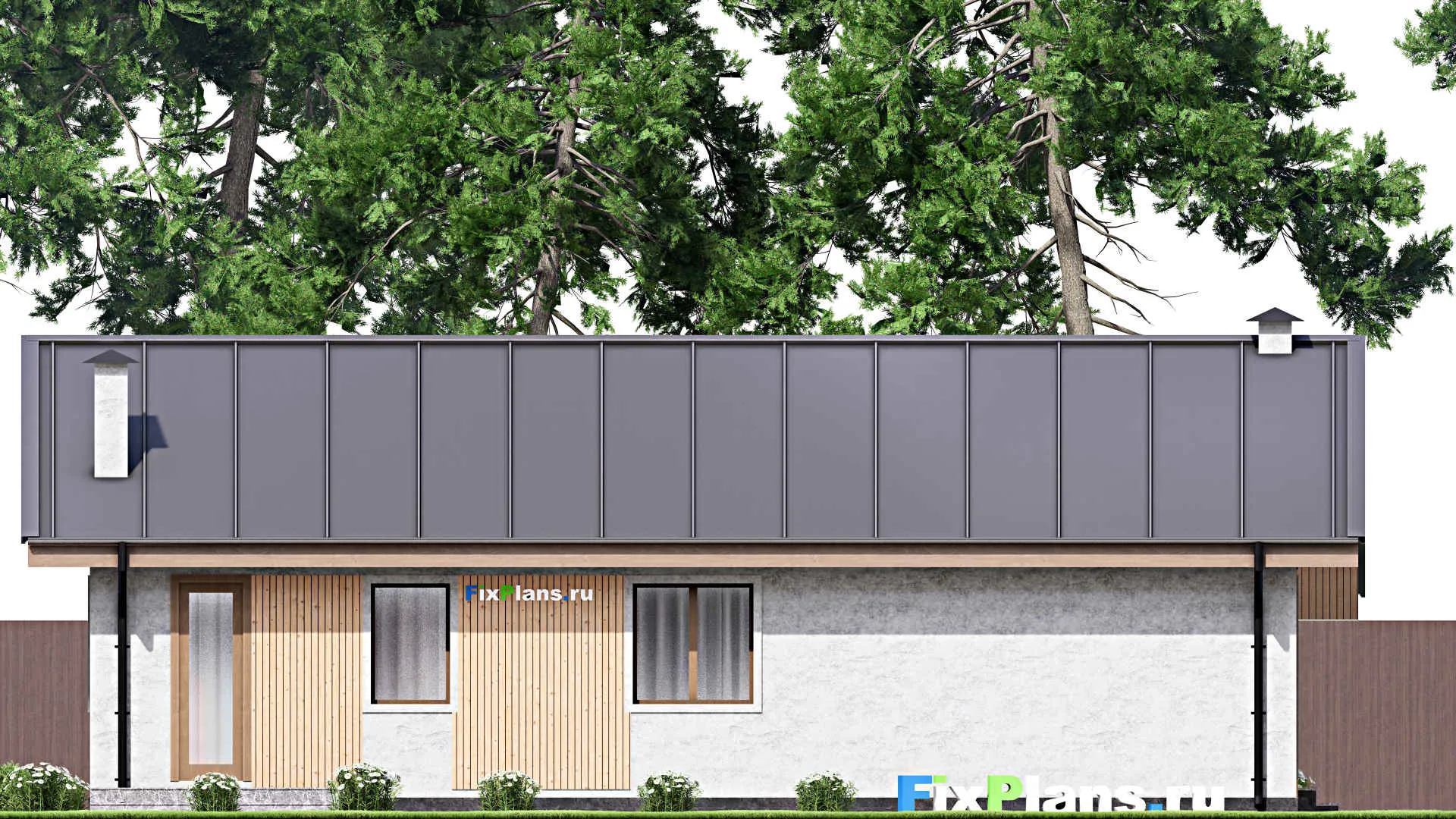 F-14102 - План одноэтажного дома 15 на 16, площадью 140 м² с гаражом на 2 машины и 2 спальнями