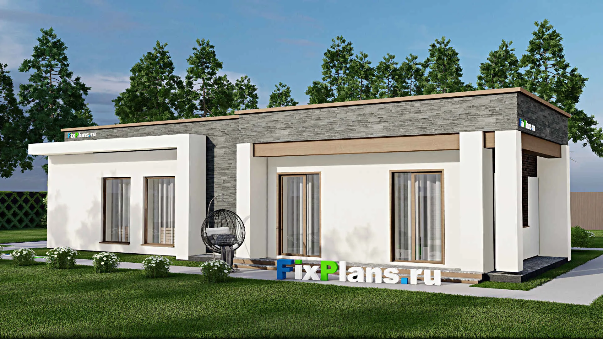 F-9575 - Проект одноэтажного дома 11 на 19, площадью 130 м² с 2 спальнями