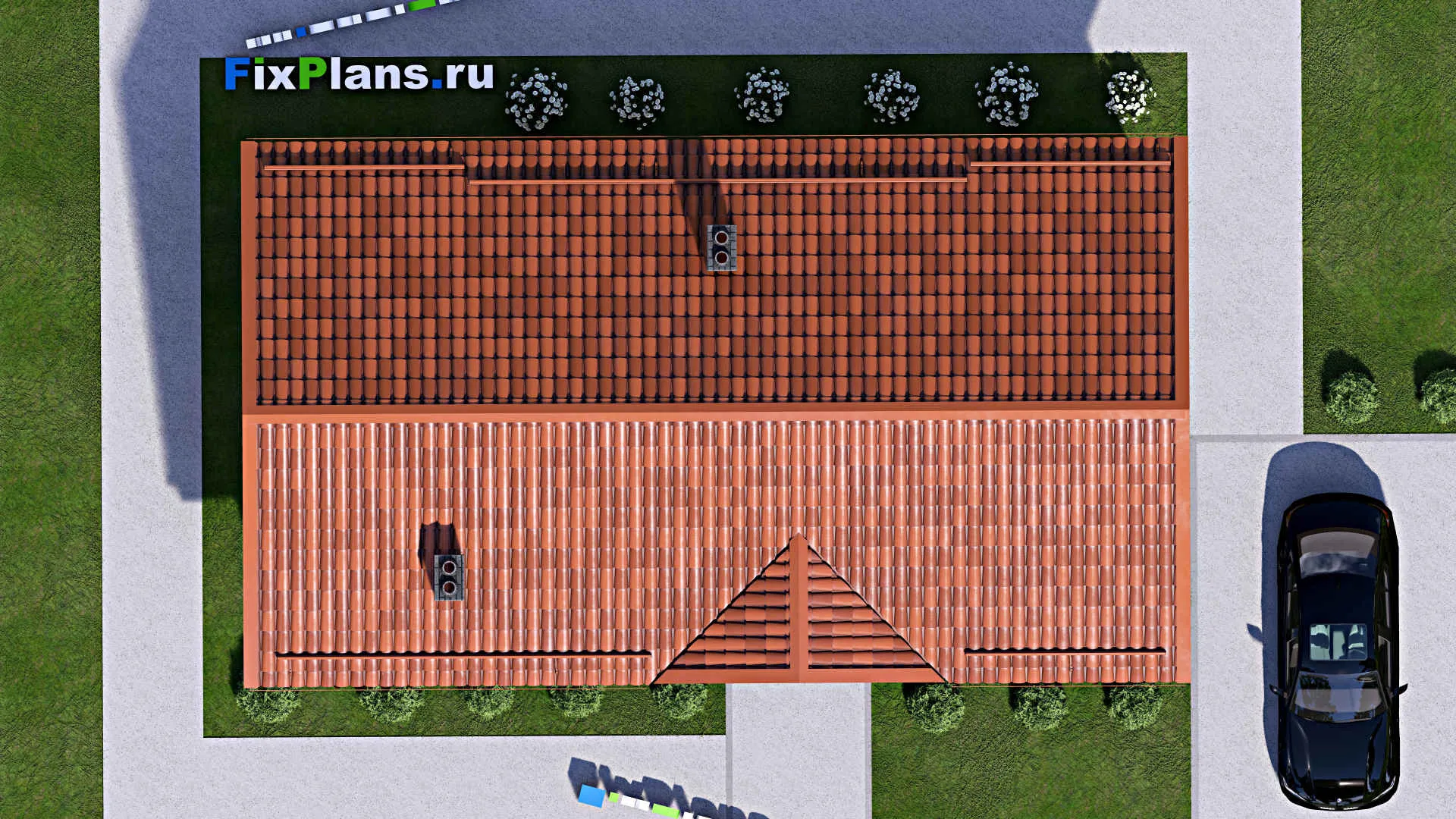 F-15497 - Проект бани 7 на 13, площадью 60 м² с комнатой отдыха, санузлом и спальней