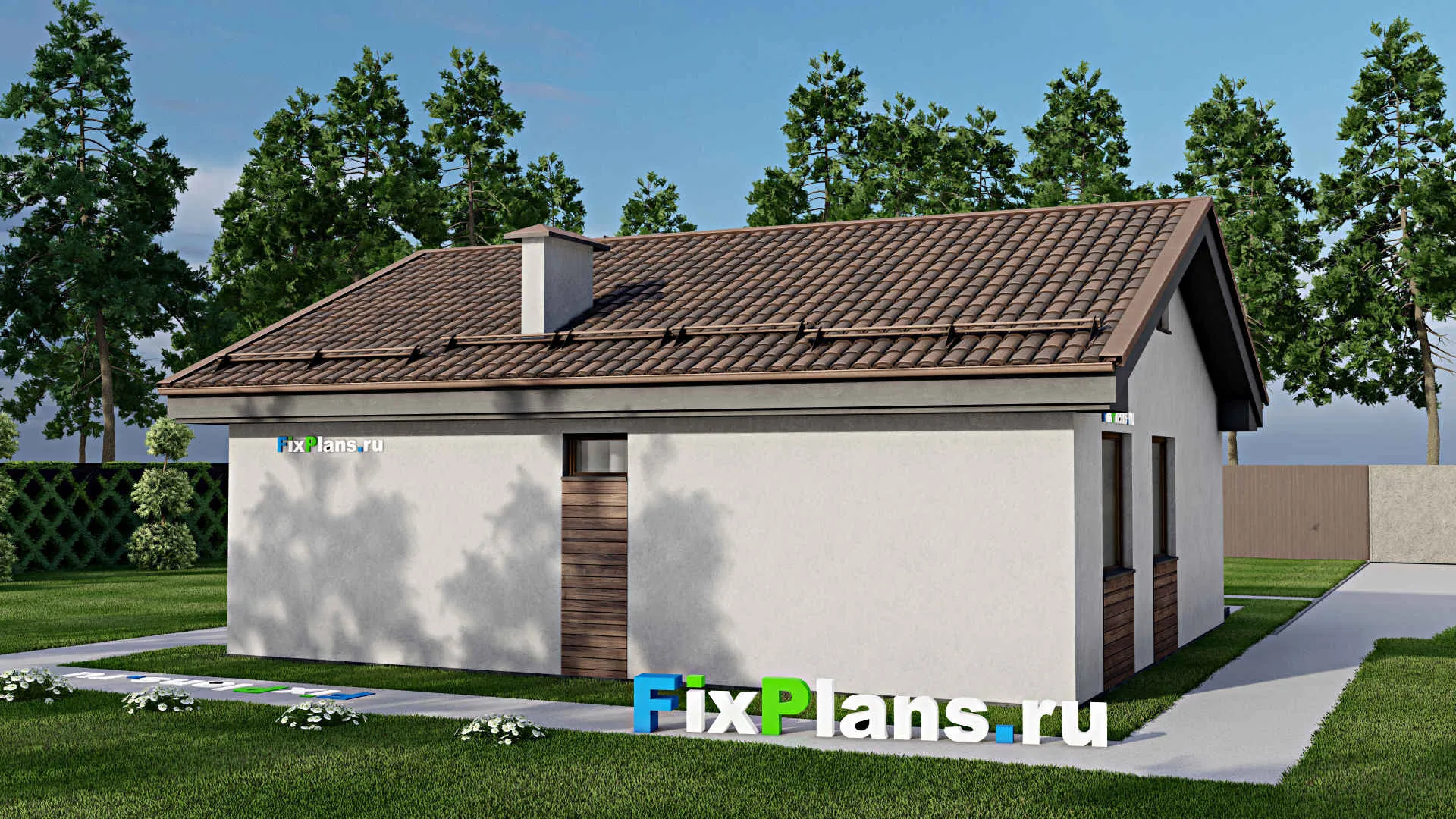 F-10025 - Проект одноэтажного дома 11 на 11, площадью 80 м² с 2 спальнями