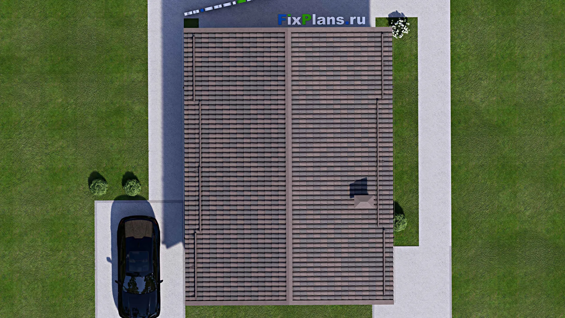 F-12653 - План одноэтажного дома 9 на 12, площадью 90 м² с террасой и 2 спальнями