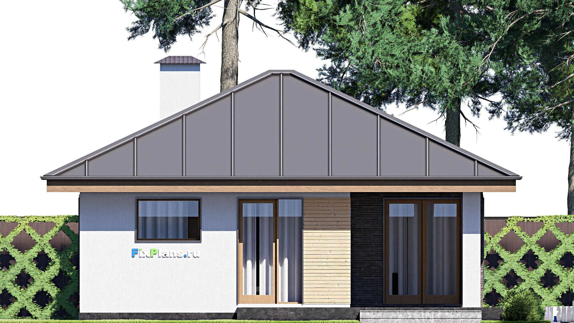 F-18782 - План одноэтажного дома 10 на 17, площадью 120 м² с террасой и 3 спальнями