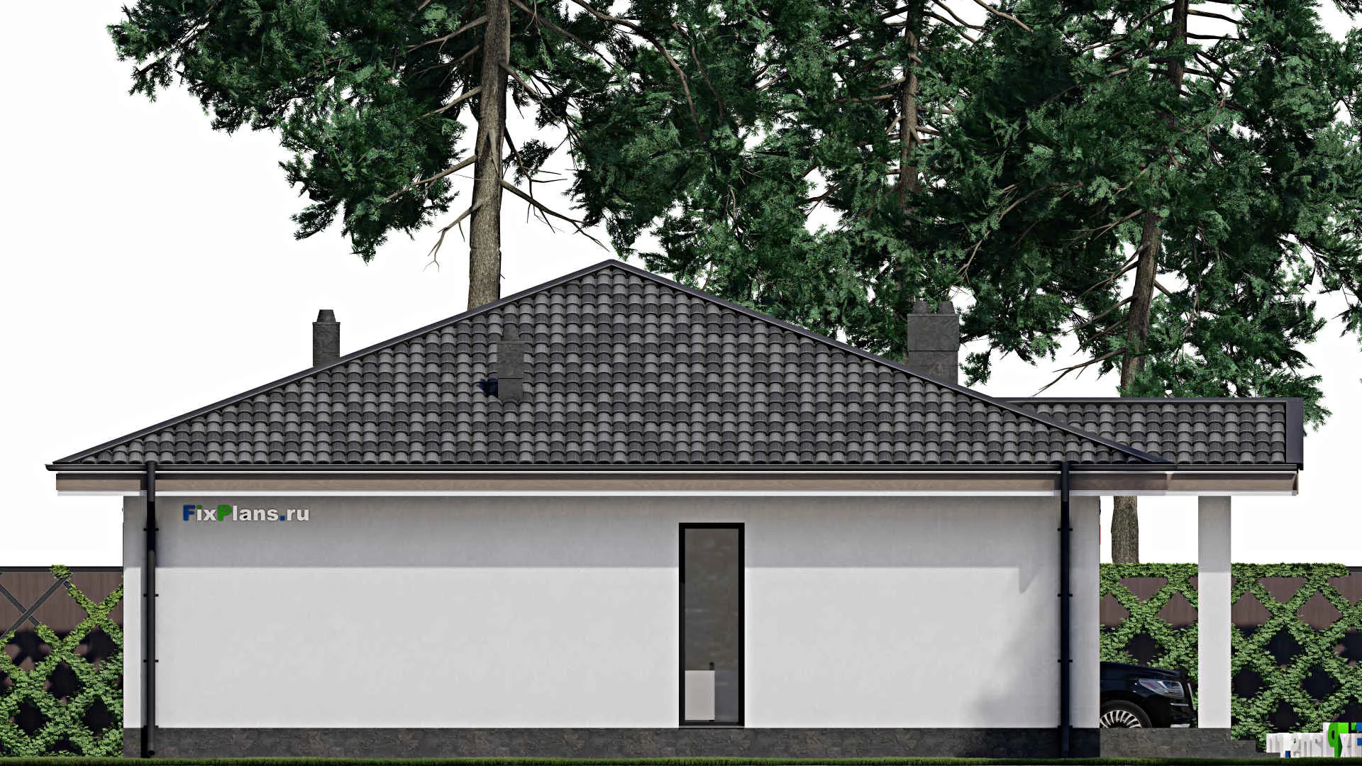 F-1367 - Проект одноэтажного дома 12 на 12, площадью 120 м² с 3 спальнями