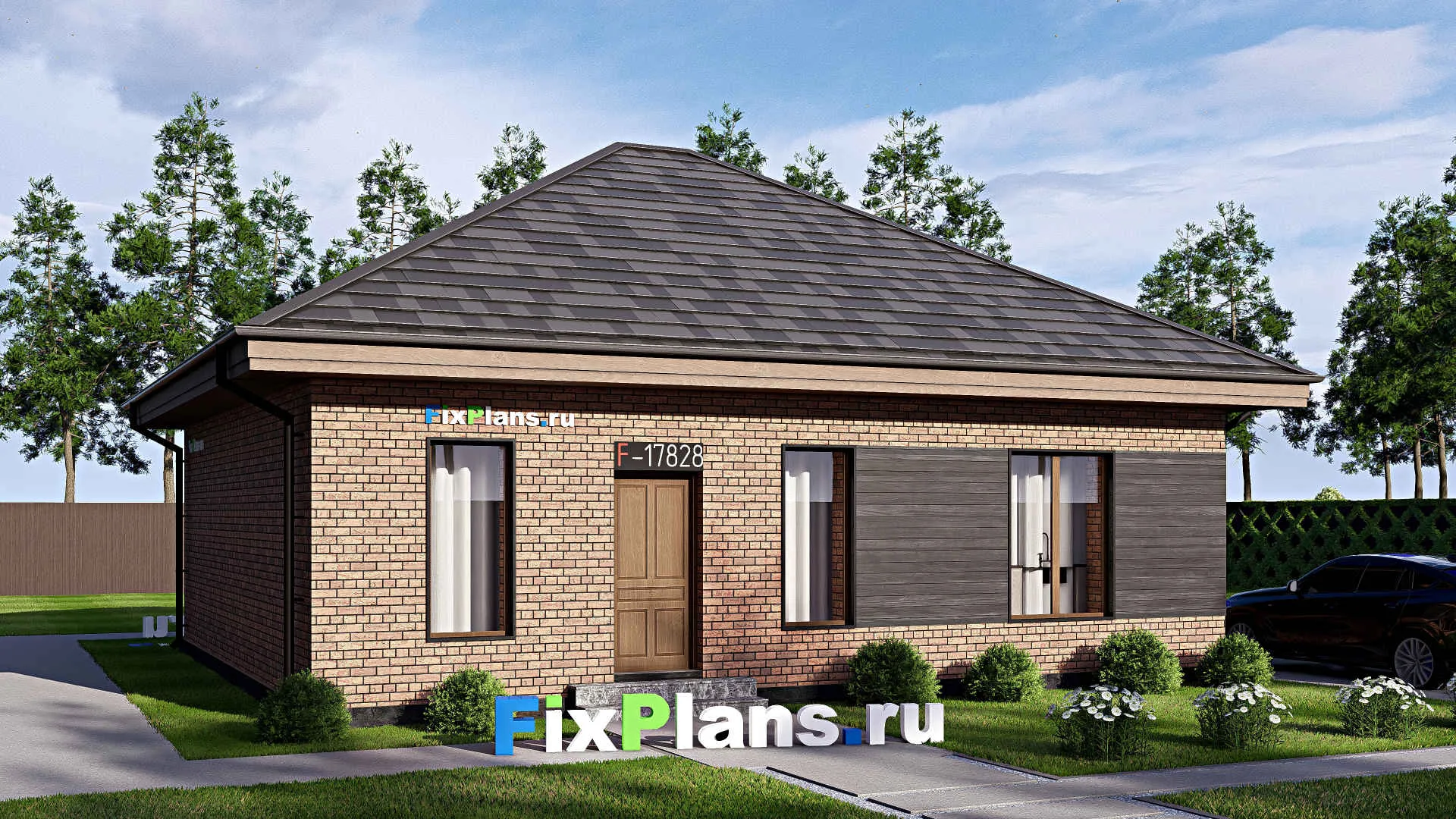 F-17828 - Проект дома с мансардой 12 на 12, площадью 160 м² с террасой и 4 спальнями