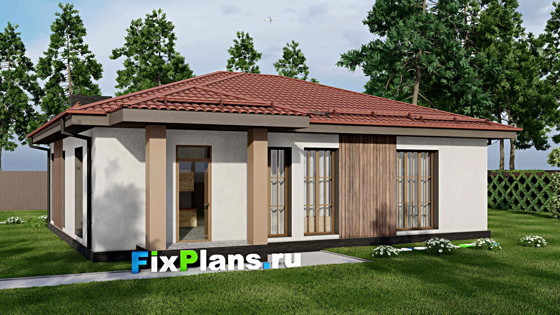 F-3923 - Проект одноэтажного дома 11 на 14, площадью 120 м² с 3 спальнями