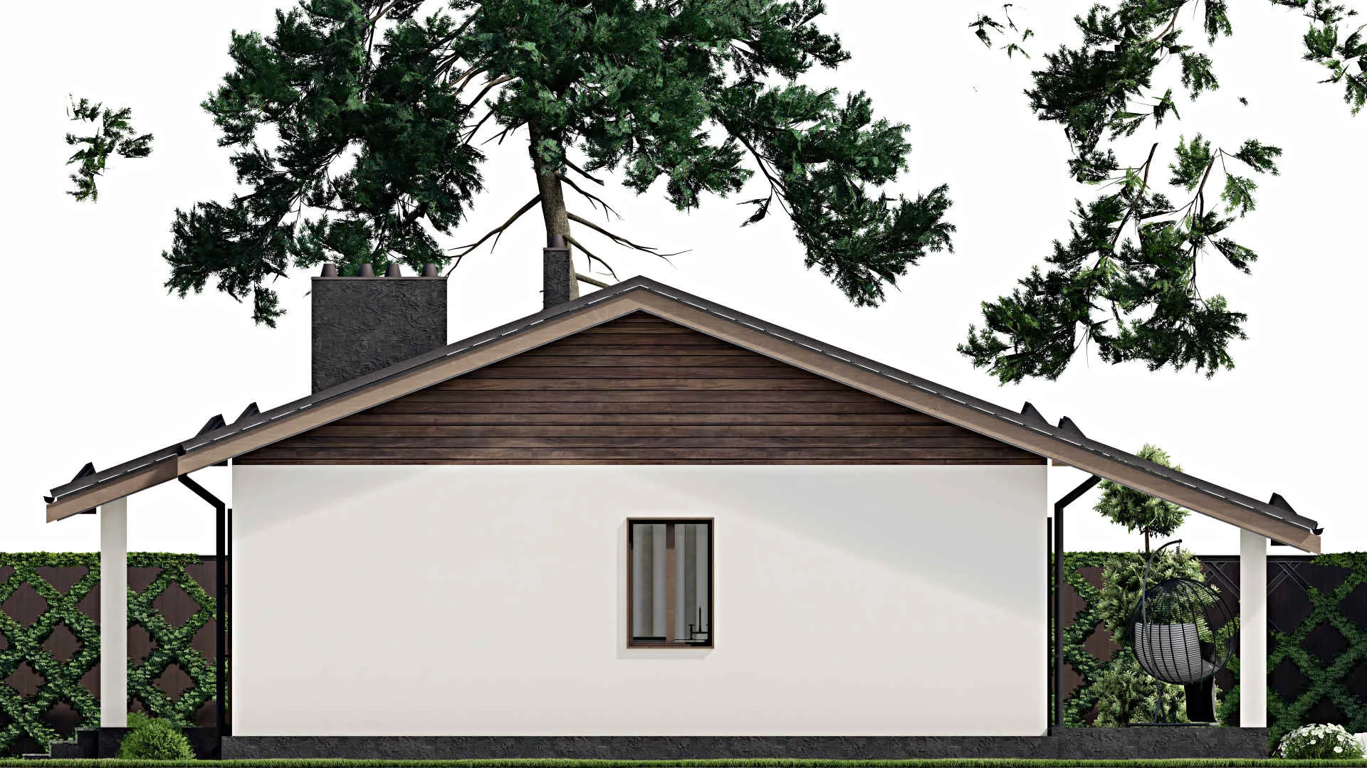 F-5354 - План одноэтажного дома 10 на 14, площадью 130 м² с террасой и 4 спальнями