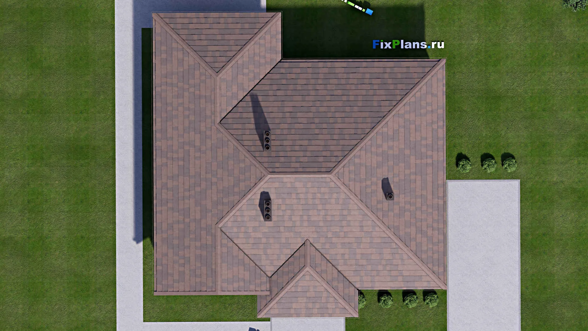 F-14408 - План одноэтажного дома 16 на 16, площадью 160 м² с террасой и 3 спальнями