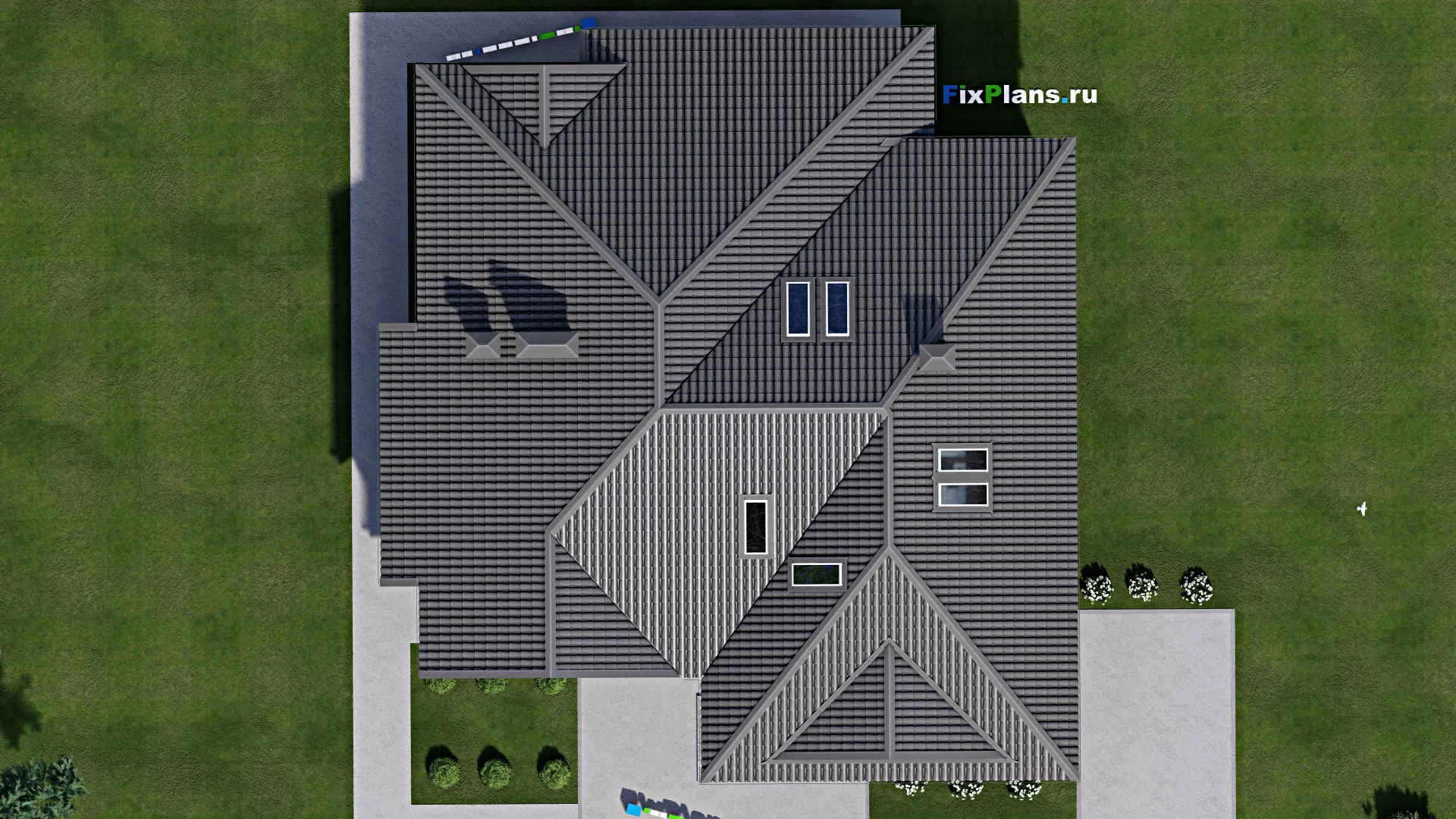 F-10223 - Планы дома с мансардой 18 на 18, площадью 340 м² с террасой, цокольным этажом и 3 спальнями