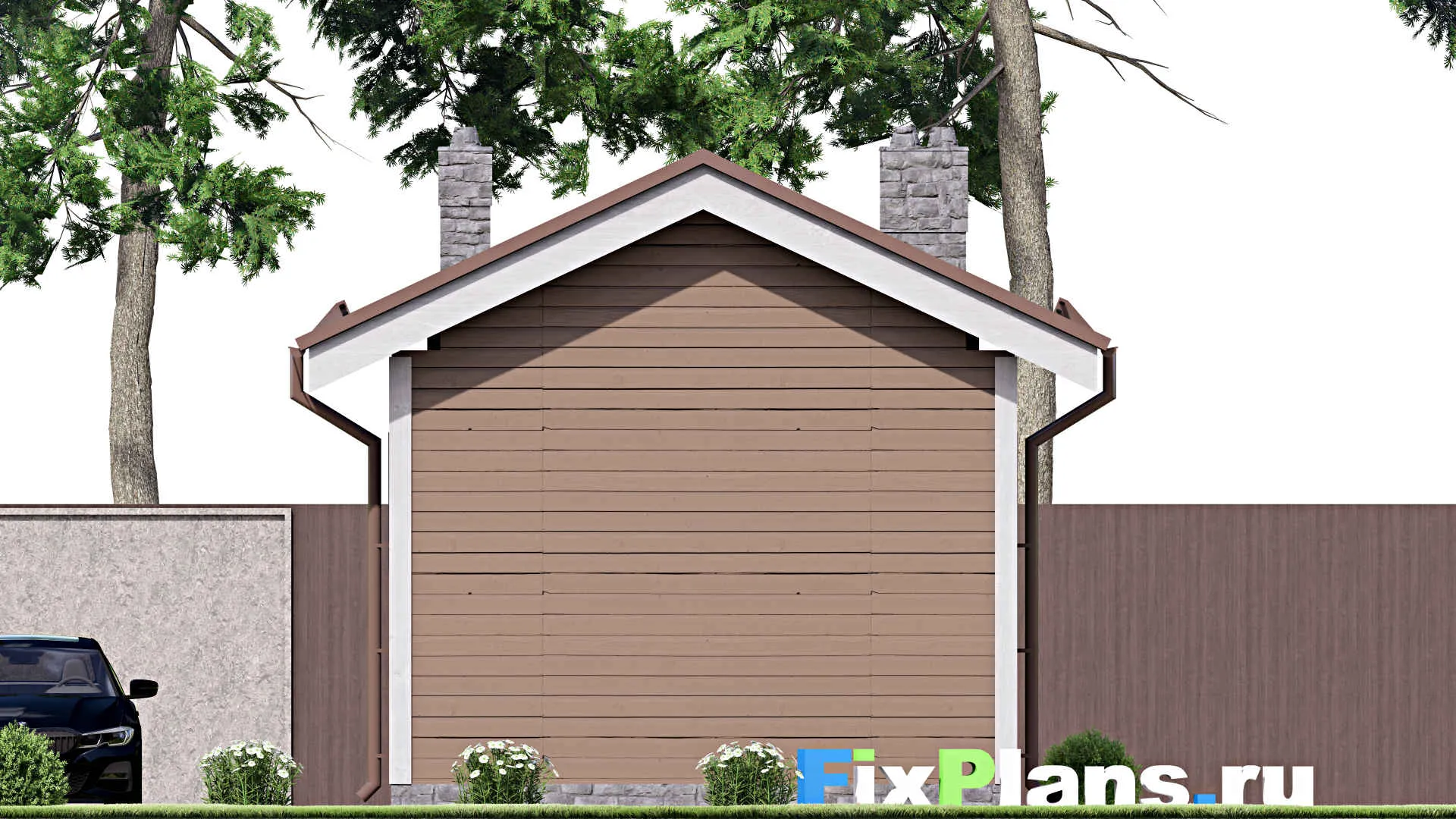 F-15623 - Проект бани 5 на 7, площадью 30 м² с комнатой отдыха и терассой