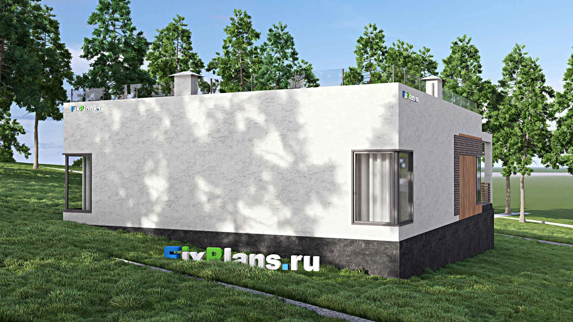 F-13265 - План одноэтажного дома 13 на 16, площадью 160 м² с террасой и 3 спальнями