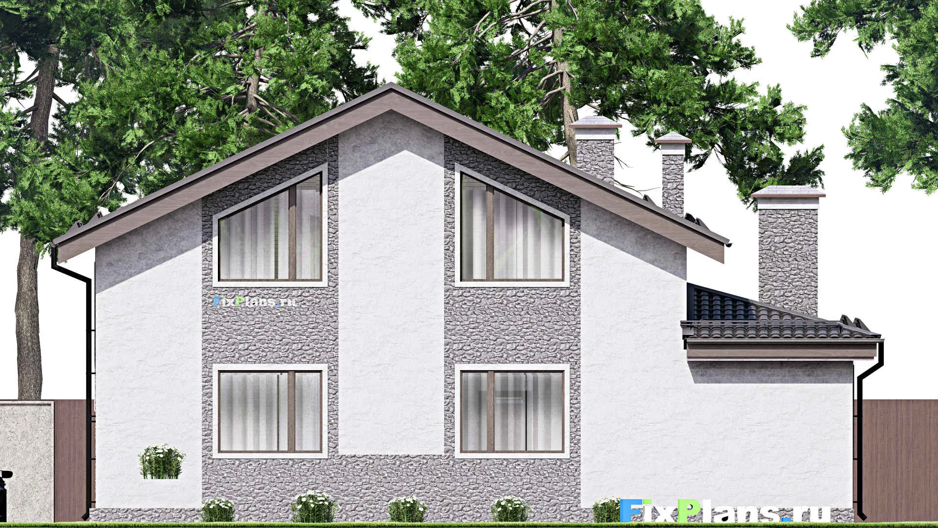 F-12419 - Проект дома с мансардой 14 на 15, площадью 220 м² с 4 спальнями