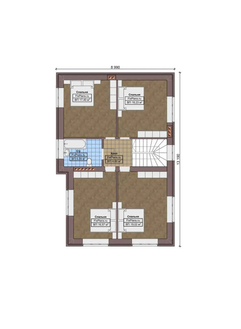 F-0386 - Планы двухэтажного дома 10 на 14, площадью 290 м² с террасой и 4 спальнями