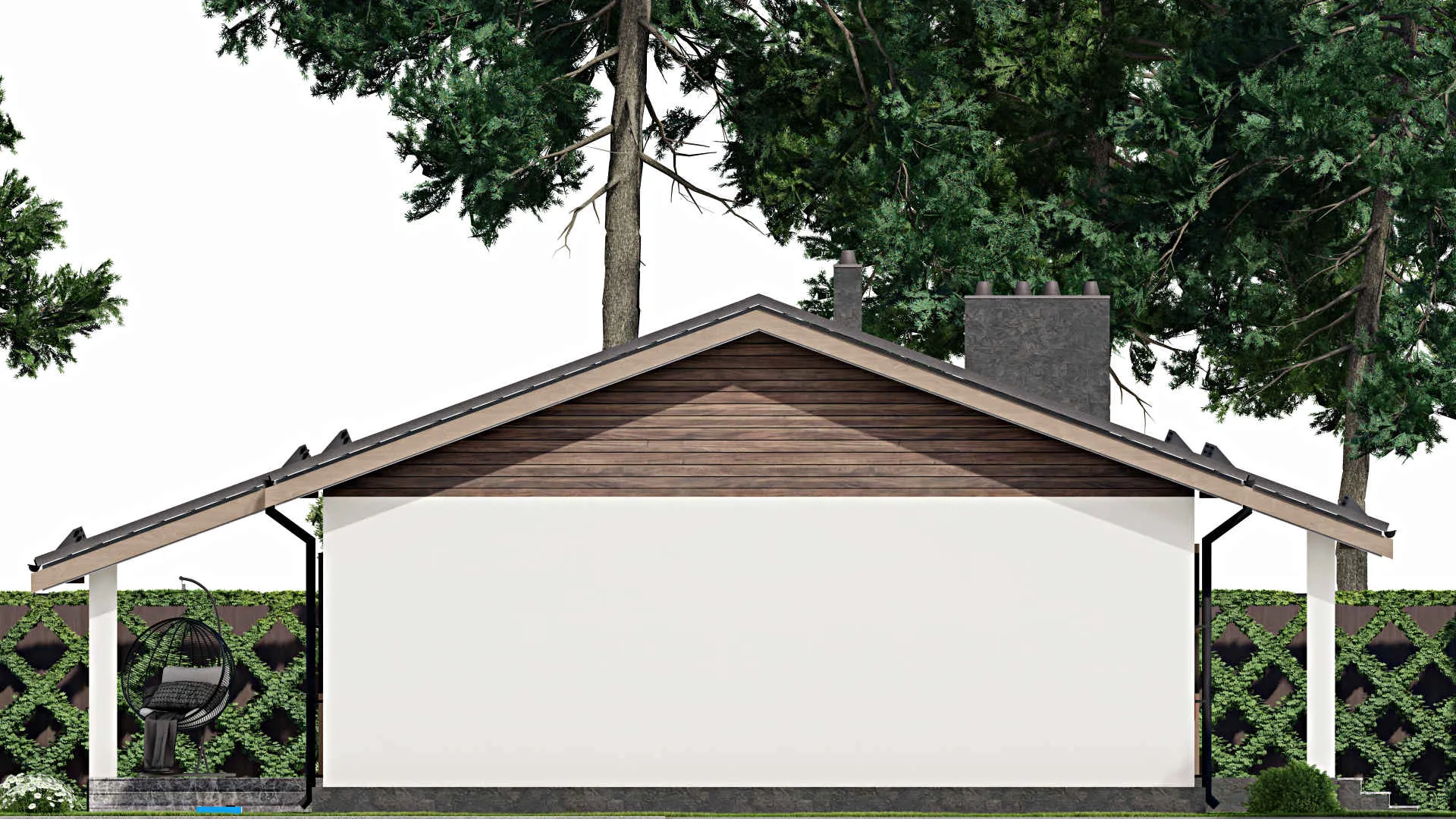 F-5354 - План одноэтажного дома 10 на 14, площадью 130 м² с террасой и 4 спальнями