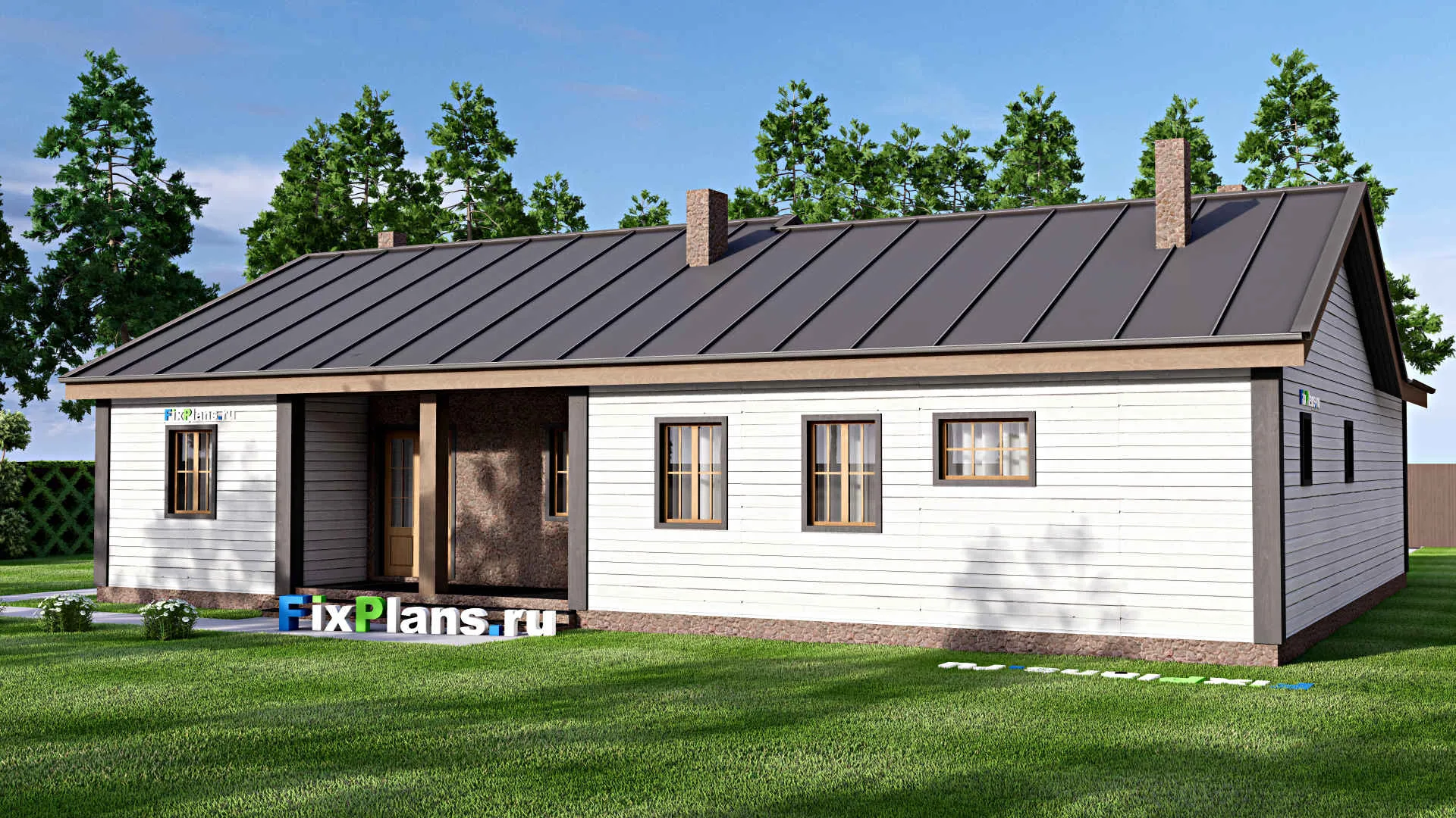 F-16397 - Проект одноэтажного дома 15 на 20, площадью 200 м² с 3 спальнями