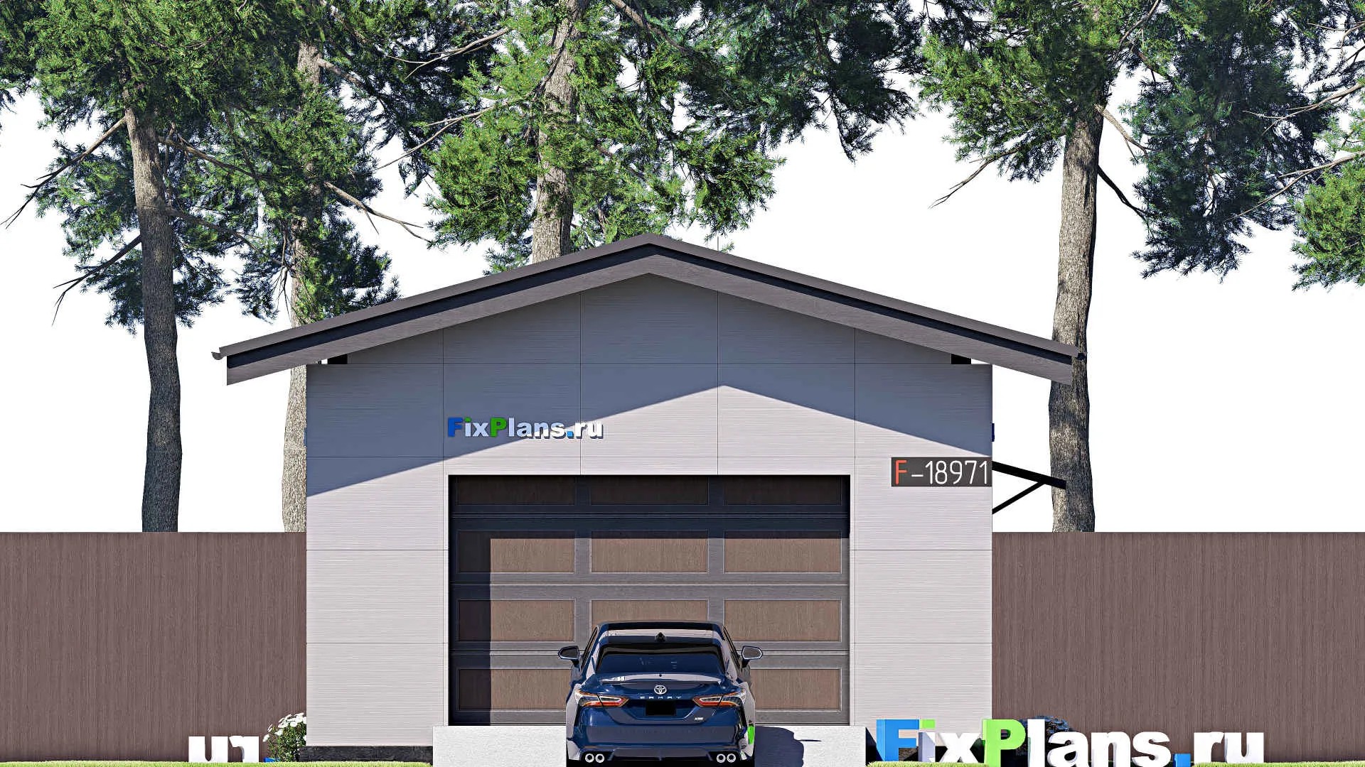 F-18971 - Проект гаража из газобетона 7 на 15, площадью 90 м² на 2 машиноместа