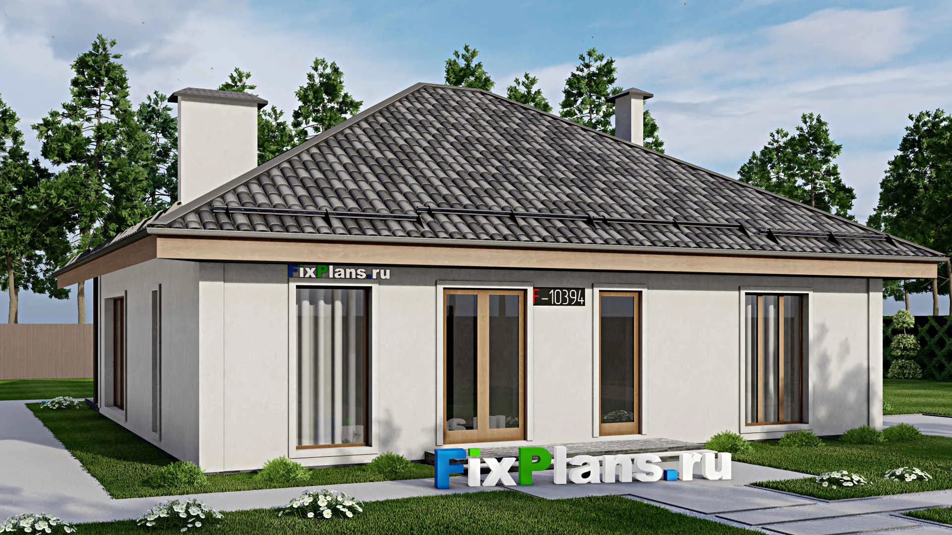 F-10394 - Проект одноэтажного дома 13 на 16, площадью 160 м² с 2 спальнями
