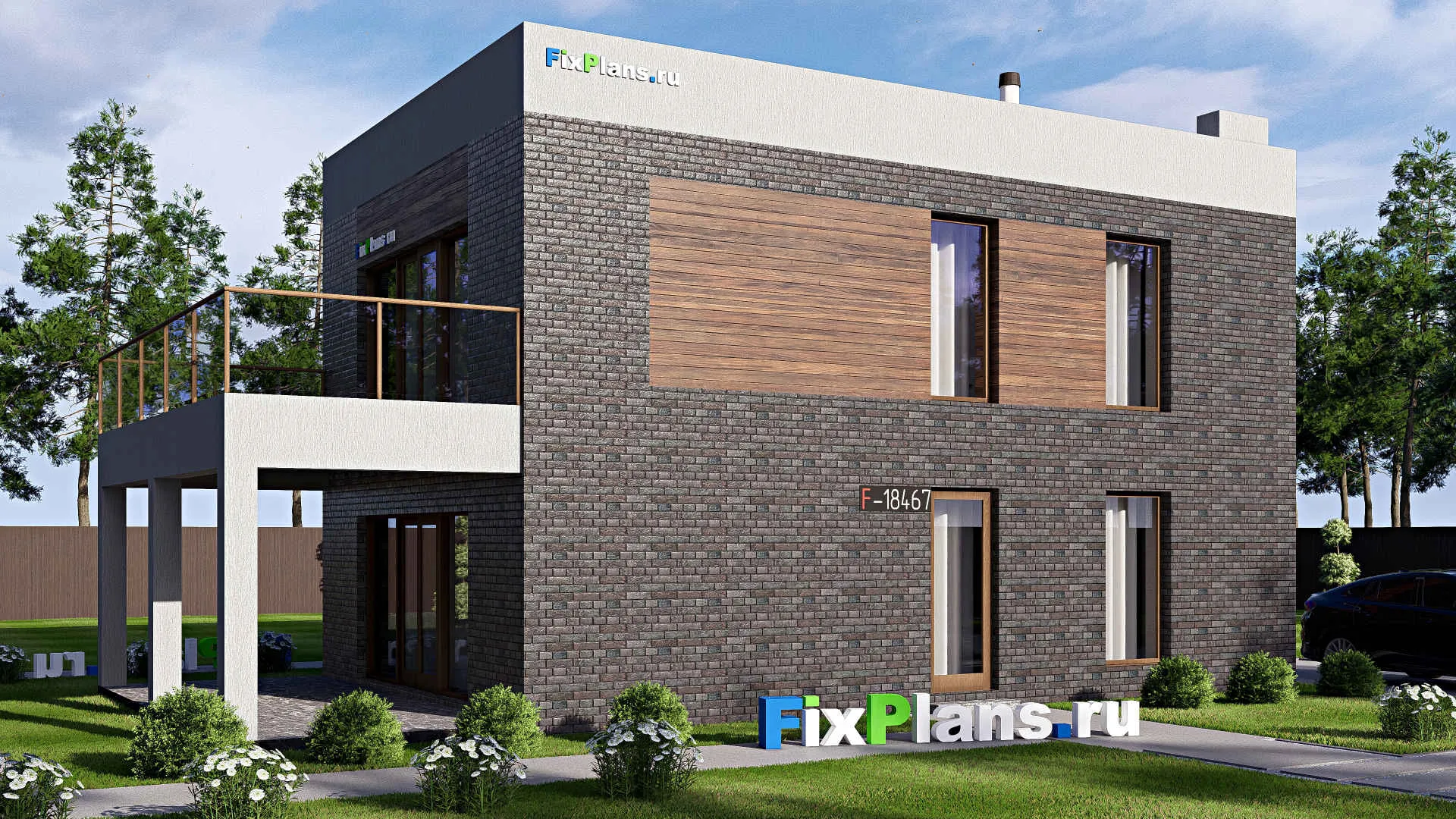 F-18467 - Проект двухэтажного дома 8 на 15, площадью 160 м² с террасой, балконом и 4 спальнями