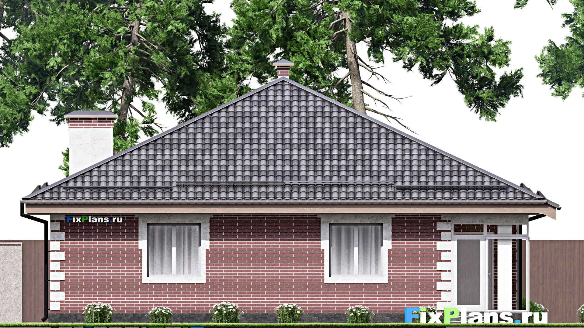 F-13022 - Проект одноэтажного дома 14 на 15, площадью 160 м² с террасой и 3 спальнями