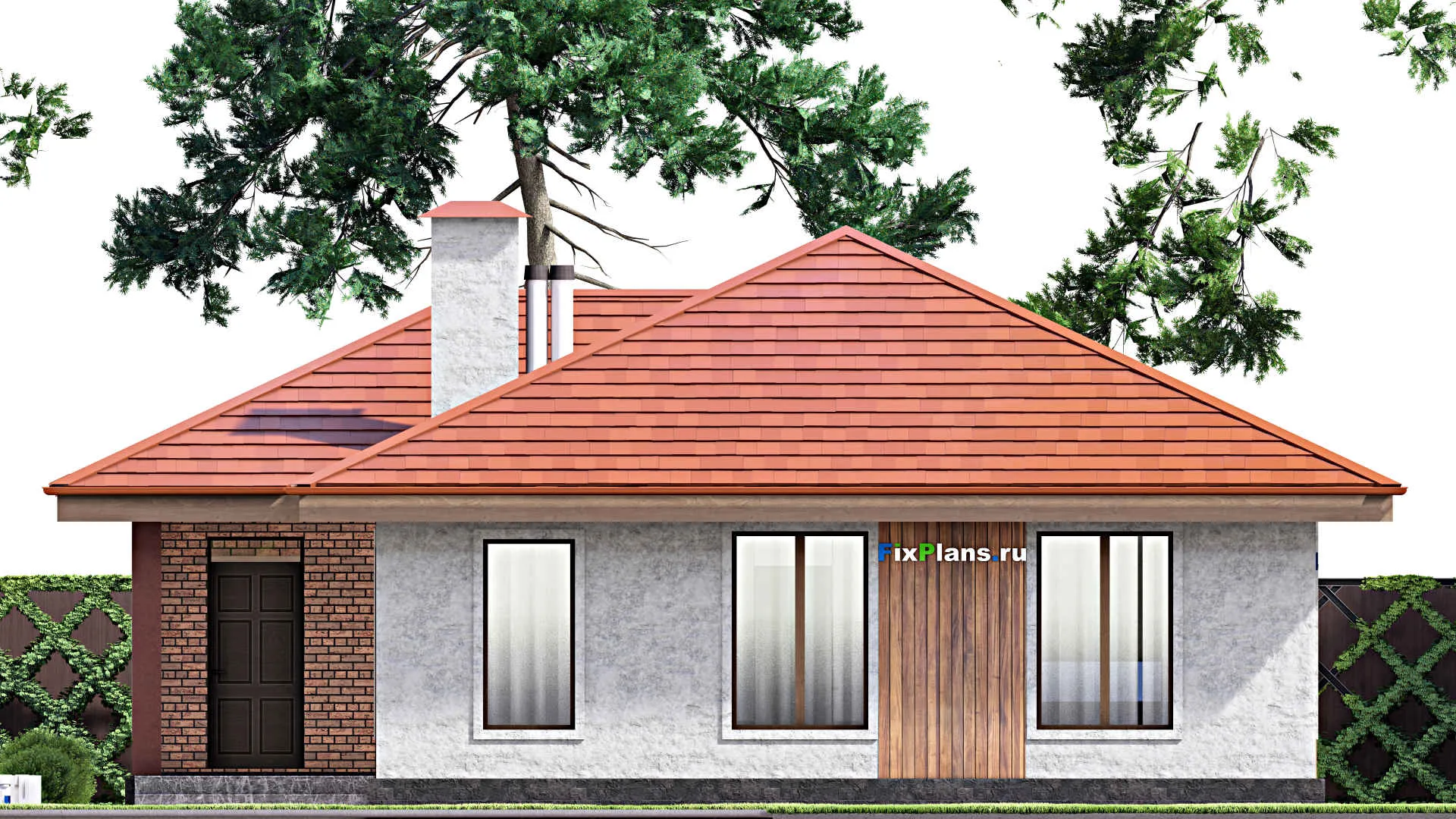 F-13814 - План одноэтажного дома 13 на 15, площадью 130 м² с 3 спальнями