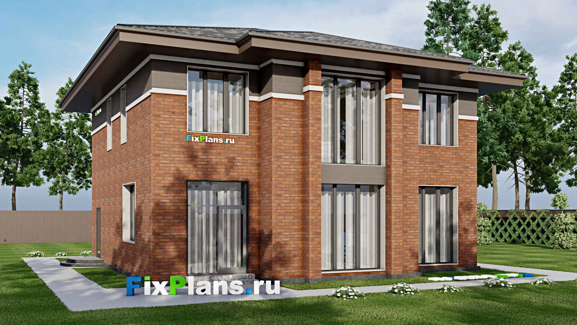 F-7334 - Проект двухэтажного дома 14 на 15, площадью 210 м² с 3 спальнями