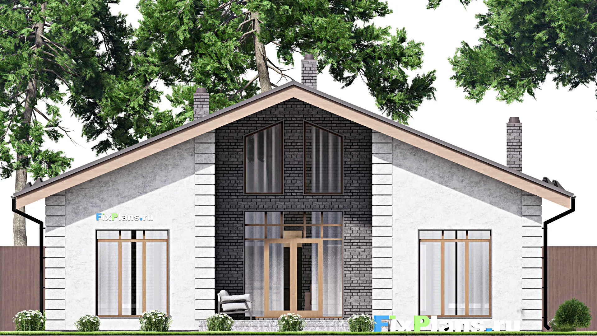 F-12770 - План одноэтажного дома 13 на 14, площадью 140 м² с террасой и 2 спальнями