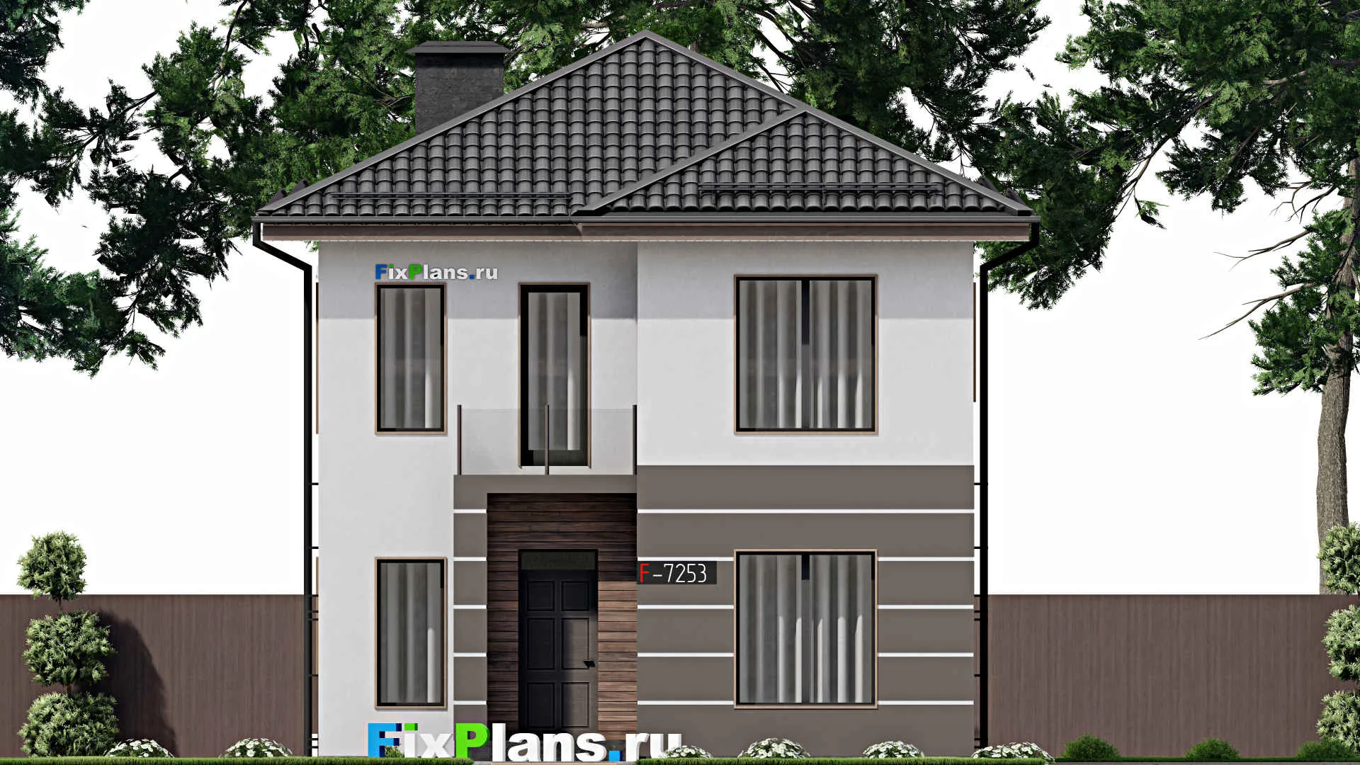 F-7253 - Проект двухэтажного дома 9 на 13, площадью 140 м² с террасой, балконом и 4 спальнями