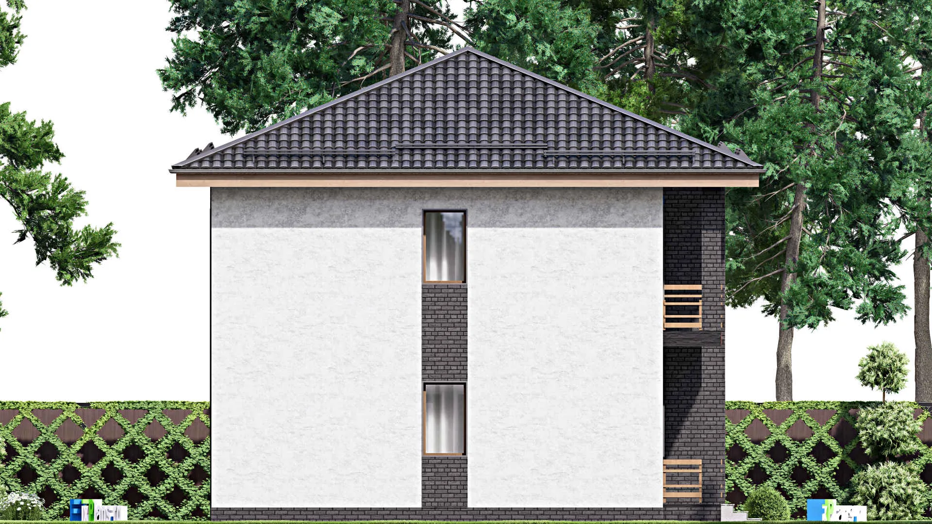 F-13202 - Проект двухэтажного дома 11 на 11, площадью 160 м² с балконом и 3 спальнями