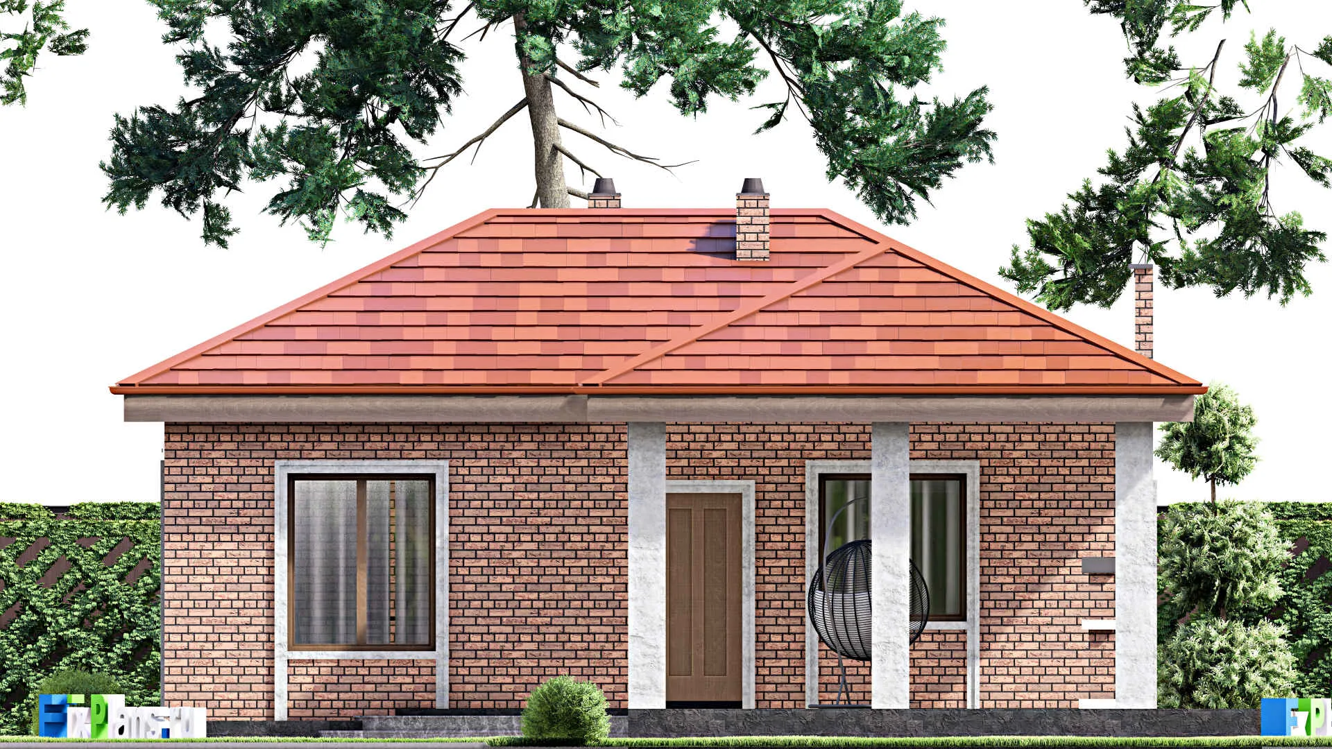 F-14858 - Проект бани 12 на 12, площадью 90 м² с комнатой отдыха, терассой и санузлом