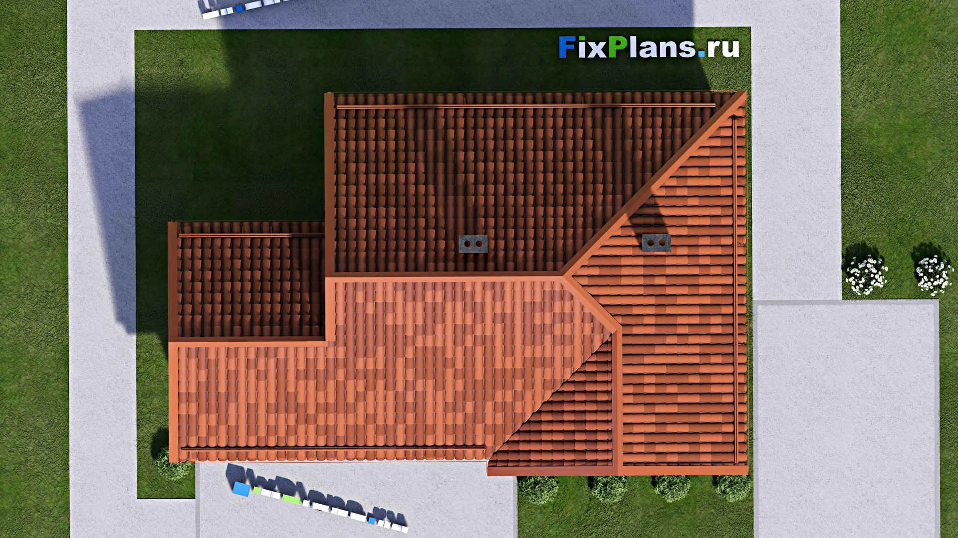 F-15650 - Проект бани 8 на 12, площадью 110 м² с комнатой отдыха, терассой, мансардой, санузлом и спальней