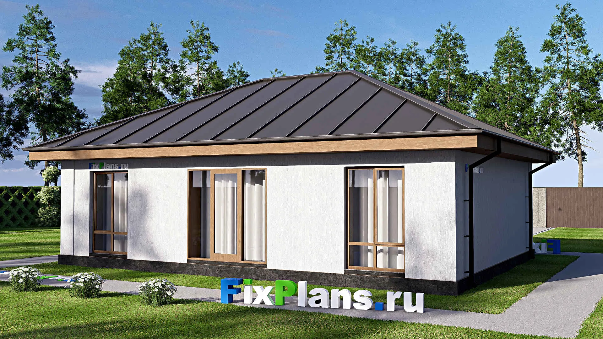 F-18107 - План одноэтажного дома 10 на 12, площадью 90 м² с 2 спальнями