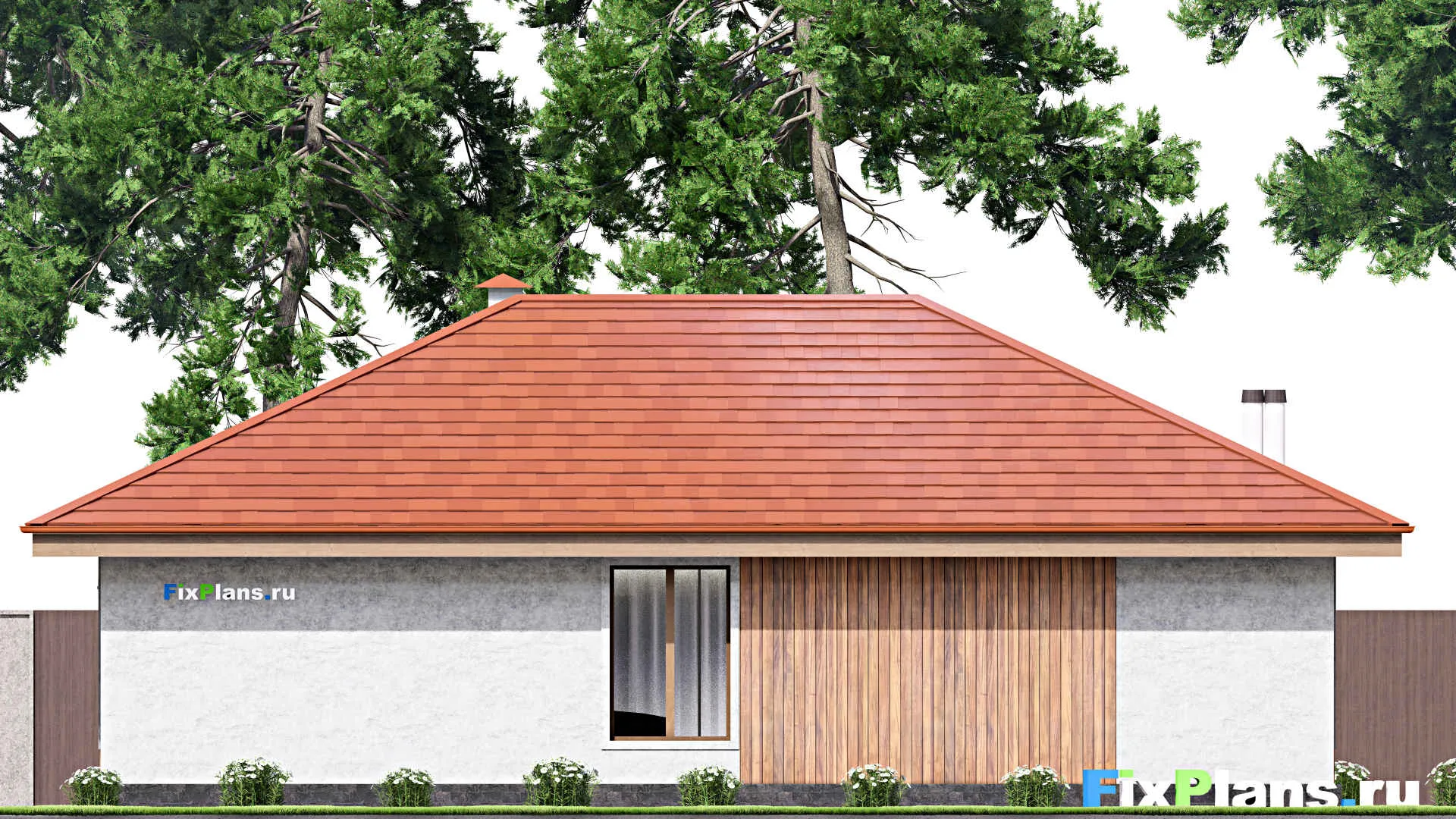 F-13814 - План одноэтажного дома 13 на 15, площадью 130 м² с 3 спальнями