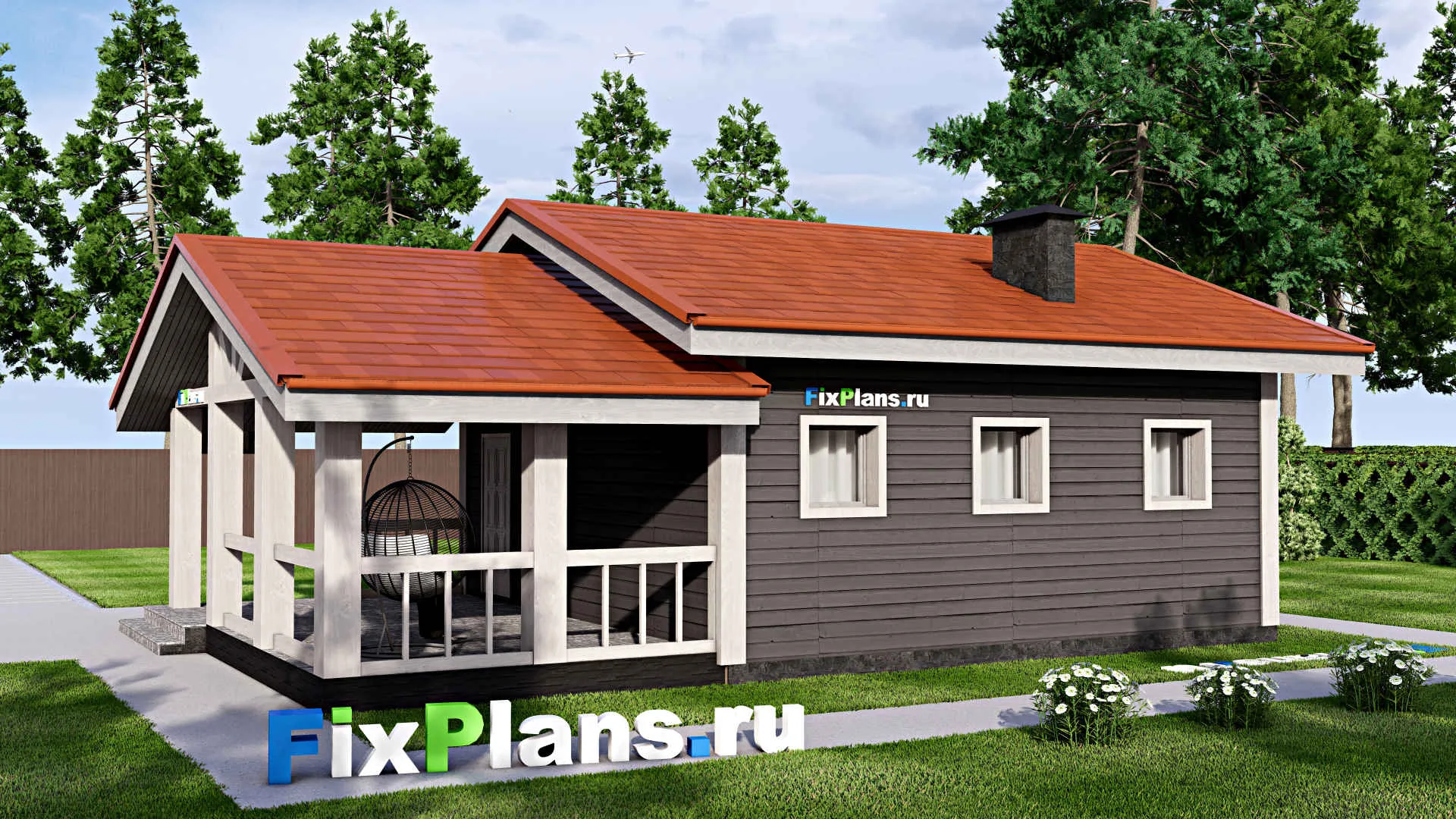 F-14876 - Проект бани 8 на 12, площадью 70 м² с терассой и санузлом