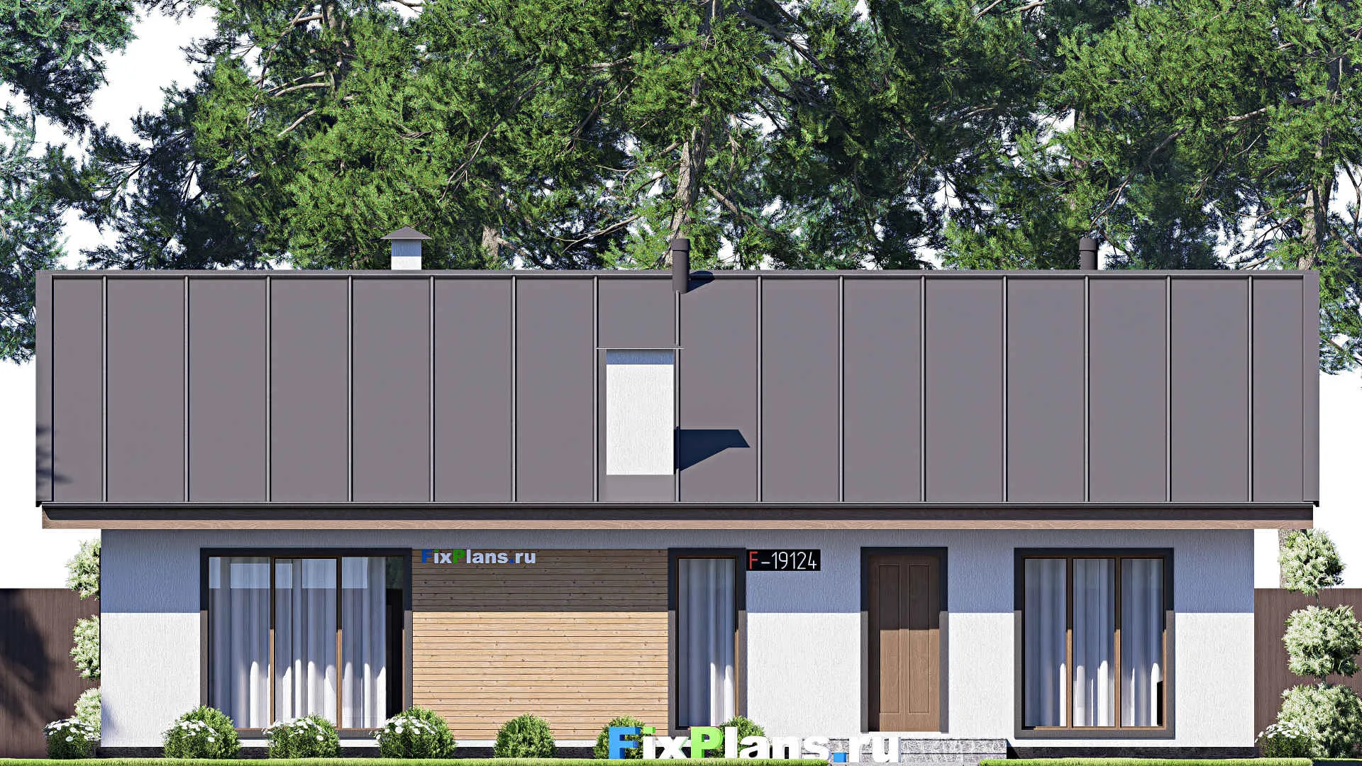 F-19124 - Проект одноэтажного дома 13 на 16, площадью 150 м² с террасой и 3 спальнями