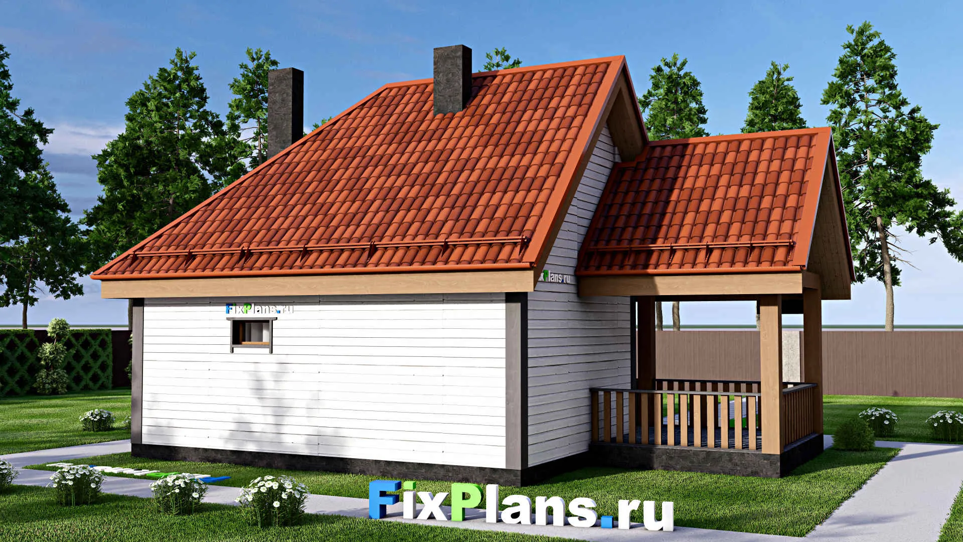 F-15650 - Проект бани 8 на 12, площадью 110 м² с комнатой отдыха, терассой, мансардой, санузлом и спальней