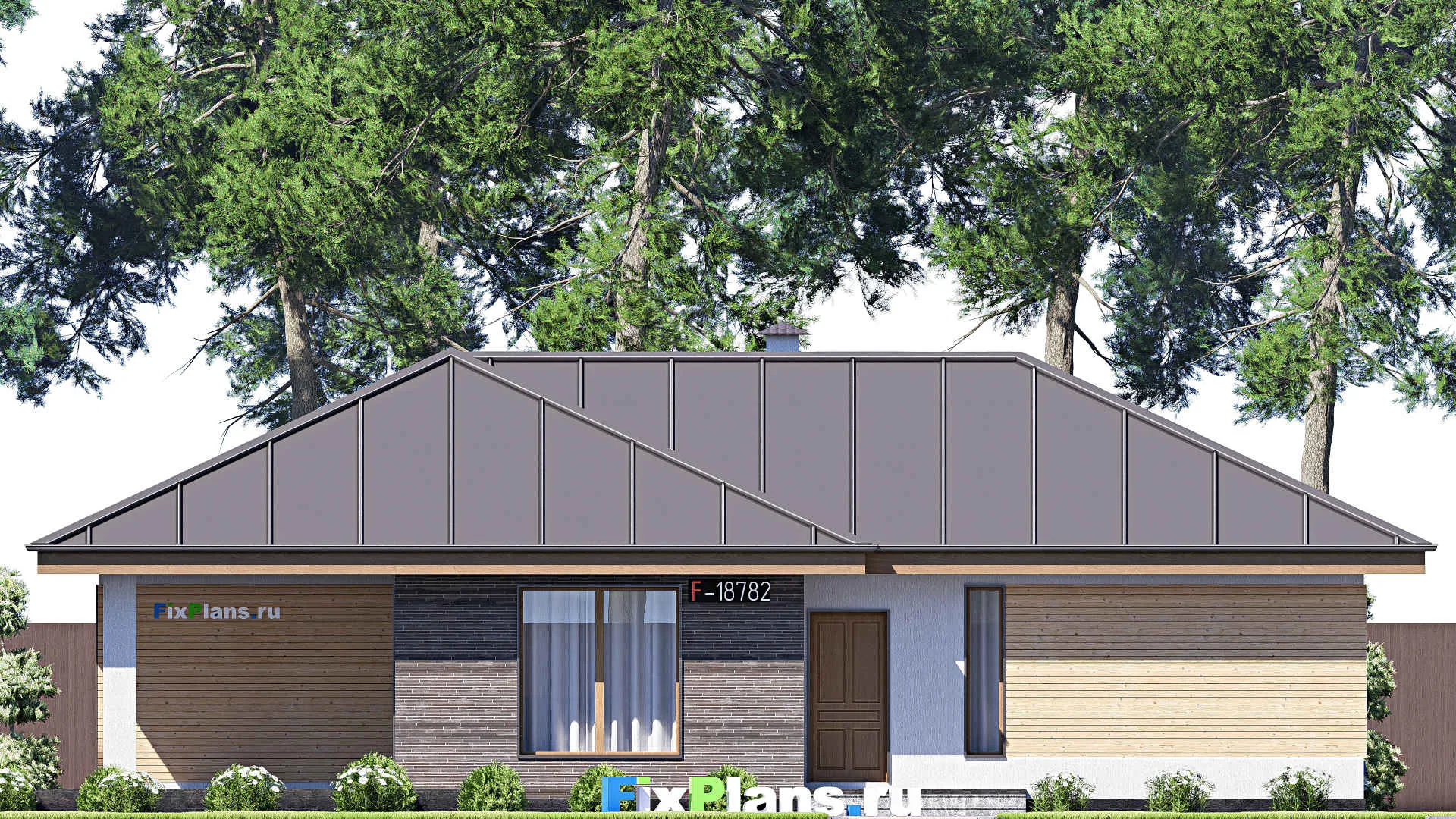 F-18782 - План одноэтажного дома 10 на 17, площадью 120 м² с террасой и 3 спальнями