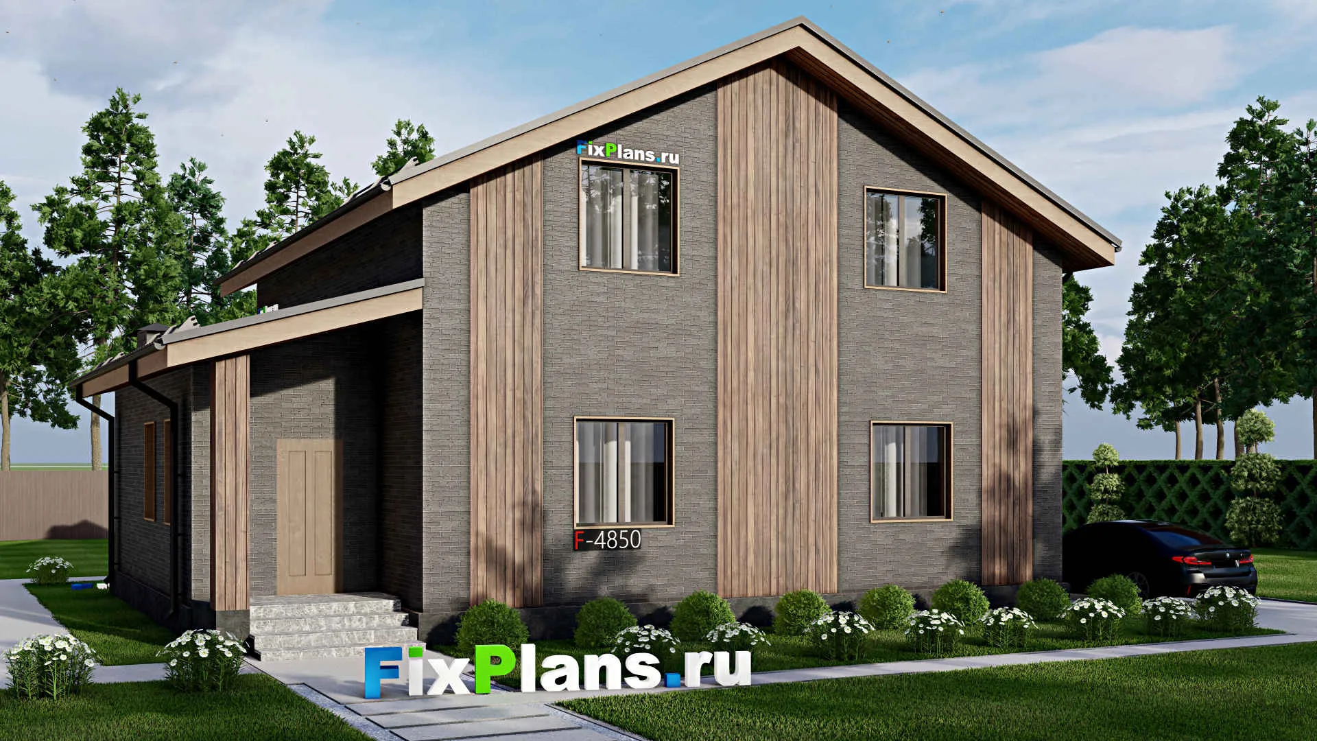 F-4850 - Проект дома с мансардой 10 на 13, площадью 160 м² с 2 спальнями