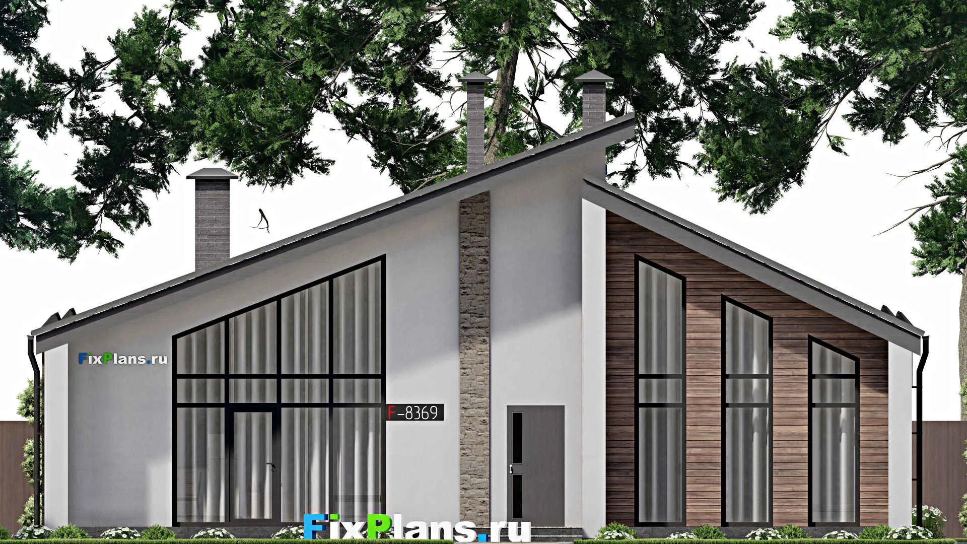 F-8369 - План одноэтажного дома 14 на 15, площадью 170 м² с террасой и 3 спальнями