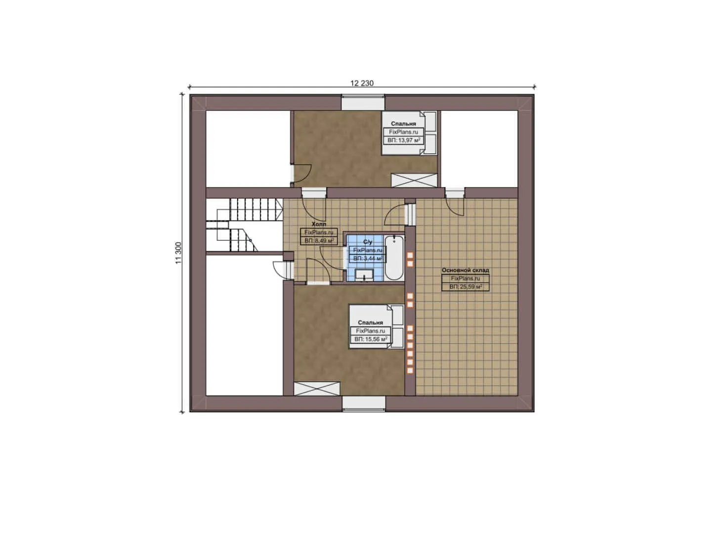 F-9476 - Планы дома с мансардой 16 на 17, площадью 280 м² с террасой и 4 спальнями
