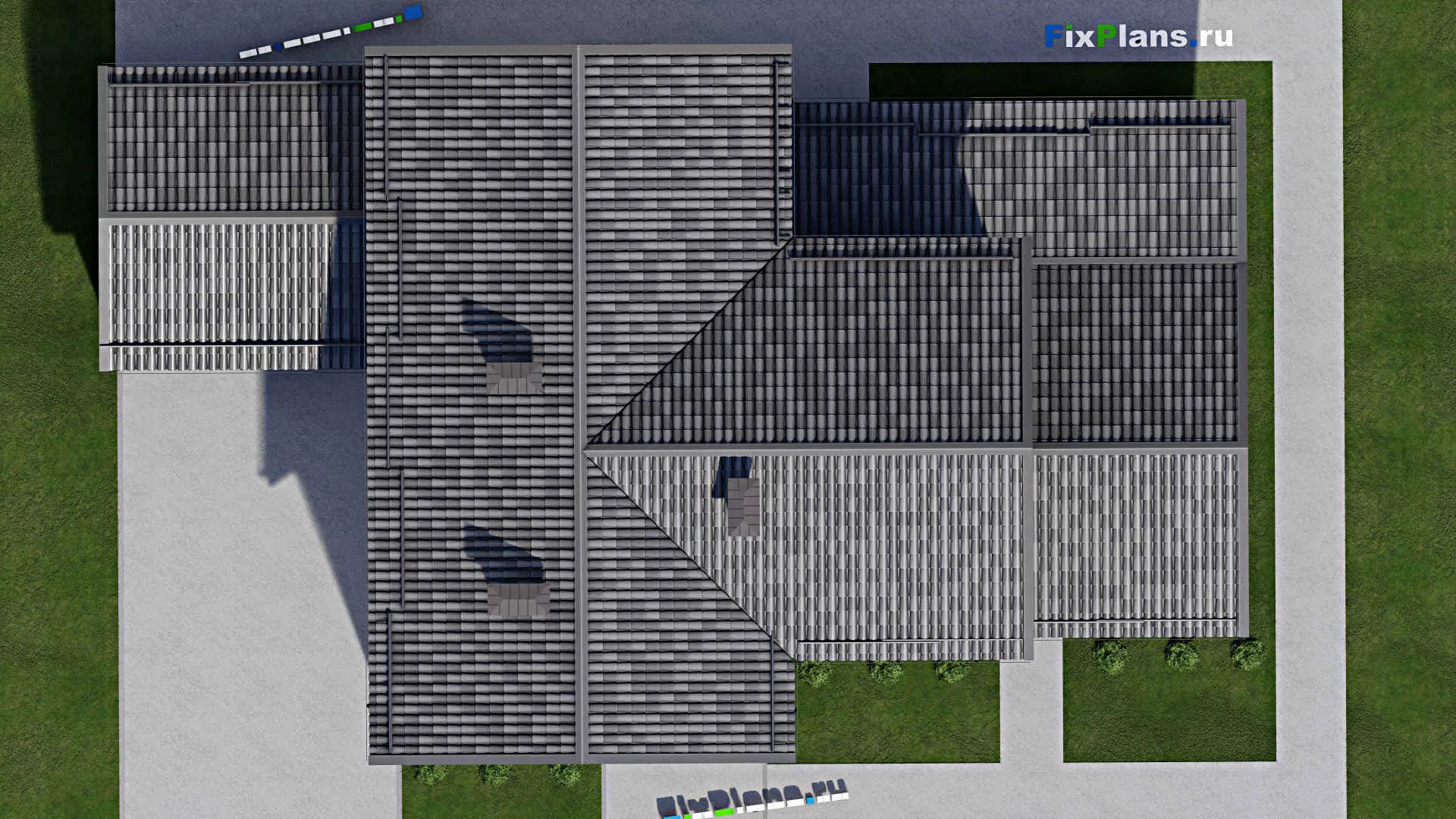 F-10826 - Проект двухэтажного дома 15 на 24, площадью 300 м² с террасой, баней и 3 спальнями