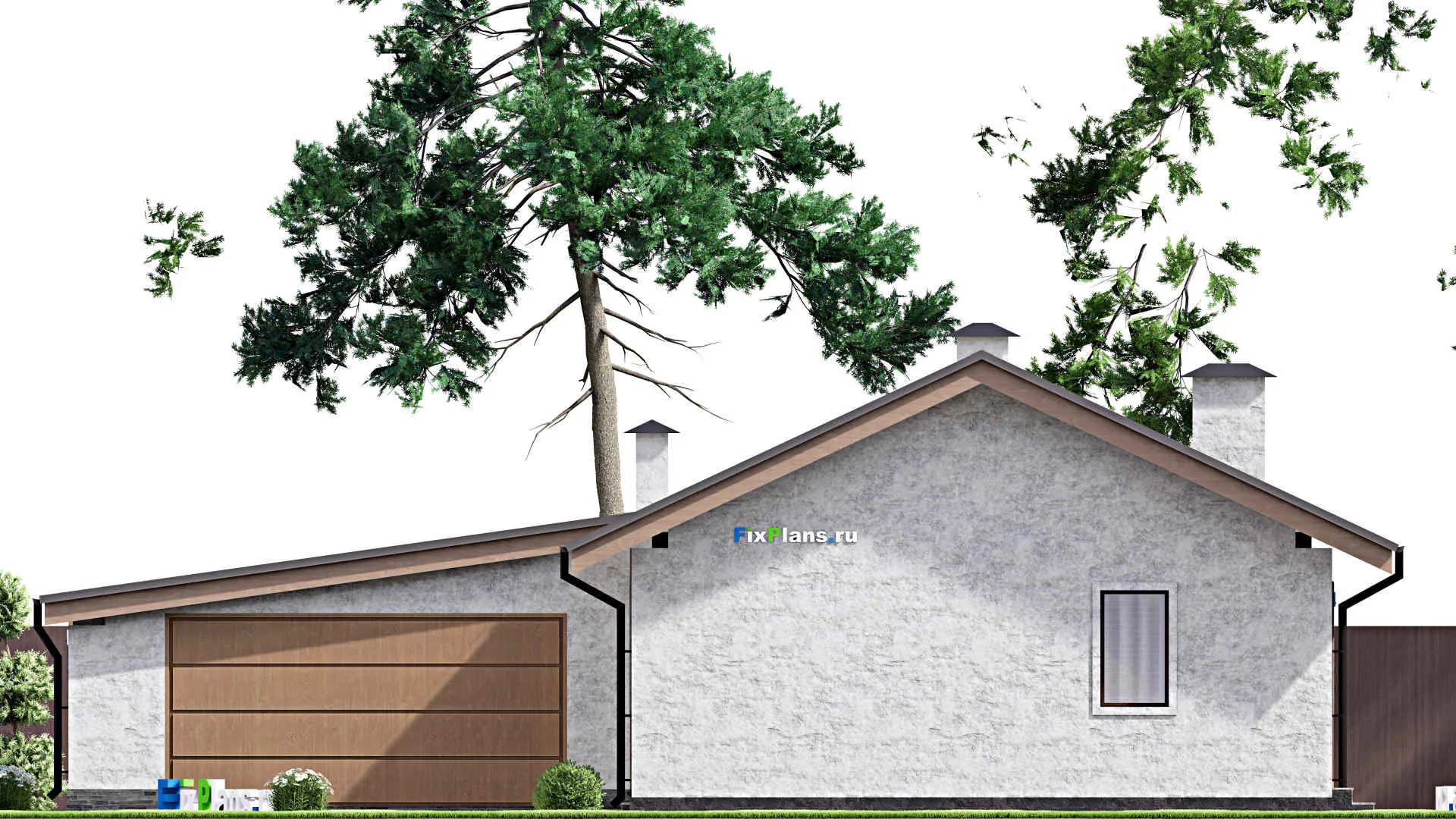 F-14102 - План одноэтажного дома 15 на 16, площадью 140 м² с гаражом на 2 машины и 2 спальнями