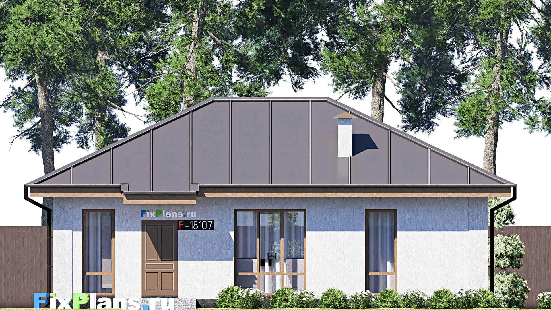 F-18107 - План одноэтажного дома 10 на 12, площадью 90 м² с 2 спальнями