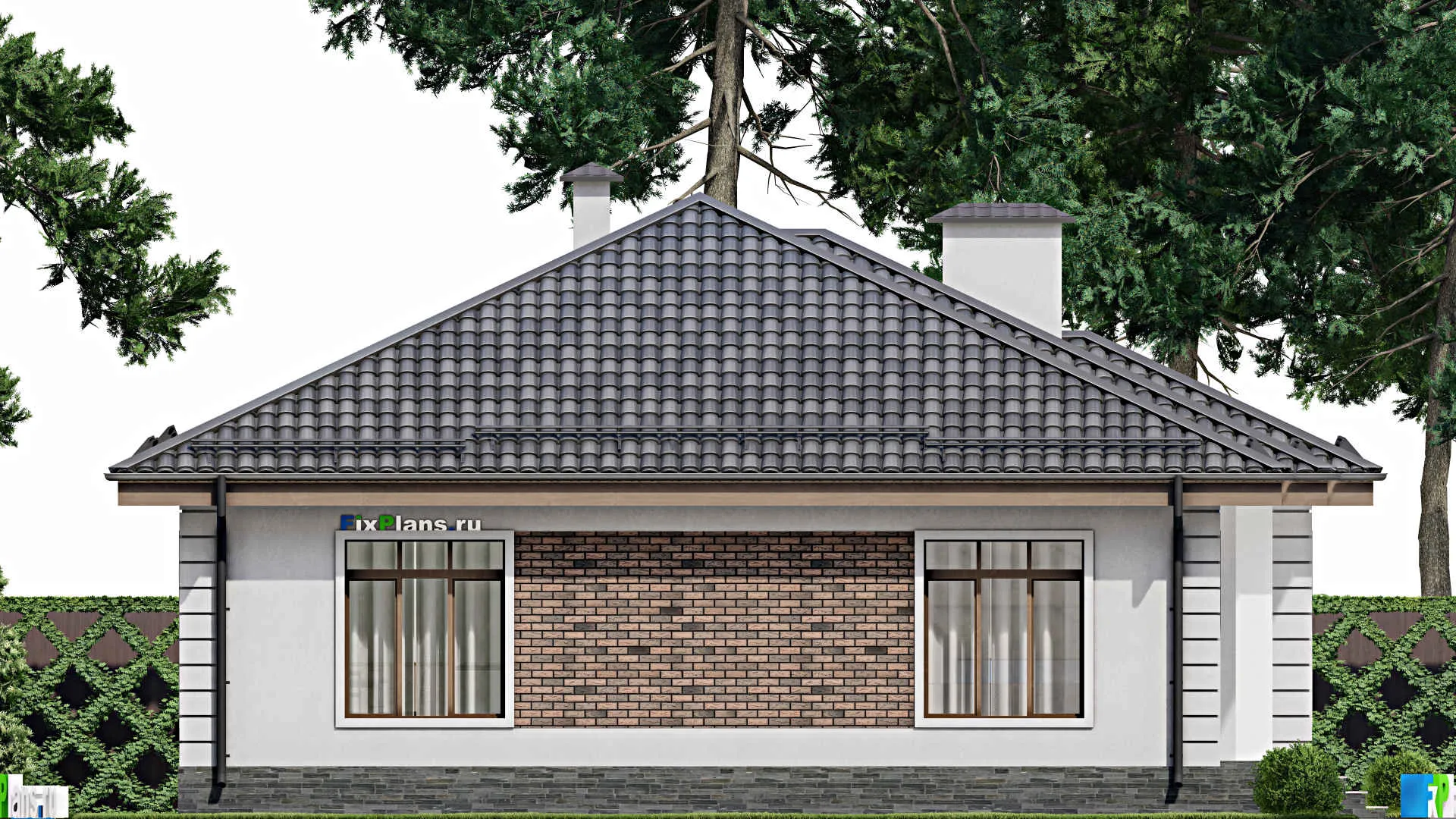 F-8819 - План одноэтажного дома 13 на 15, площадью 140 м² с 3 спальнями