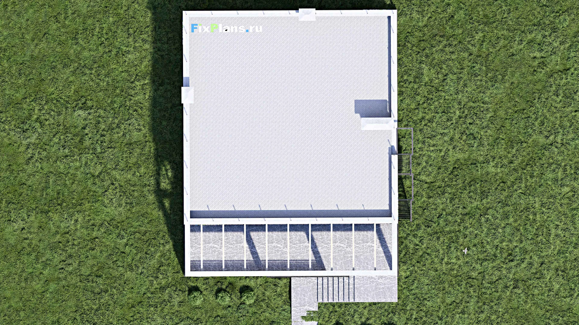 F-13265 - План одноэтажного дома 13 на 16, площадью 160 м² с террасой и 3 спальнями