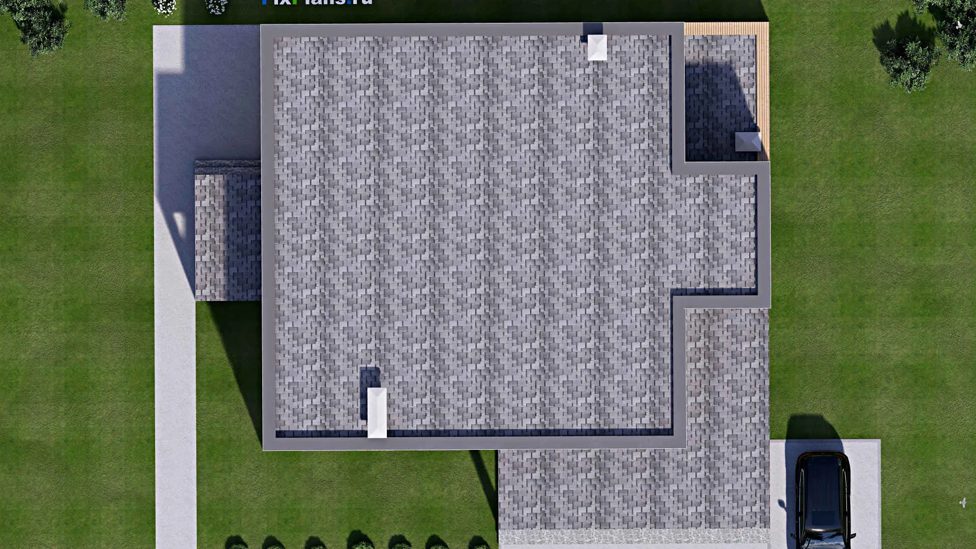 F-17009 - Проект двухэтажного дома 19 на 21, площадью 490 м² с террасой, балконом, баней, спортзалом и 8 спальнями