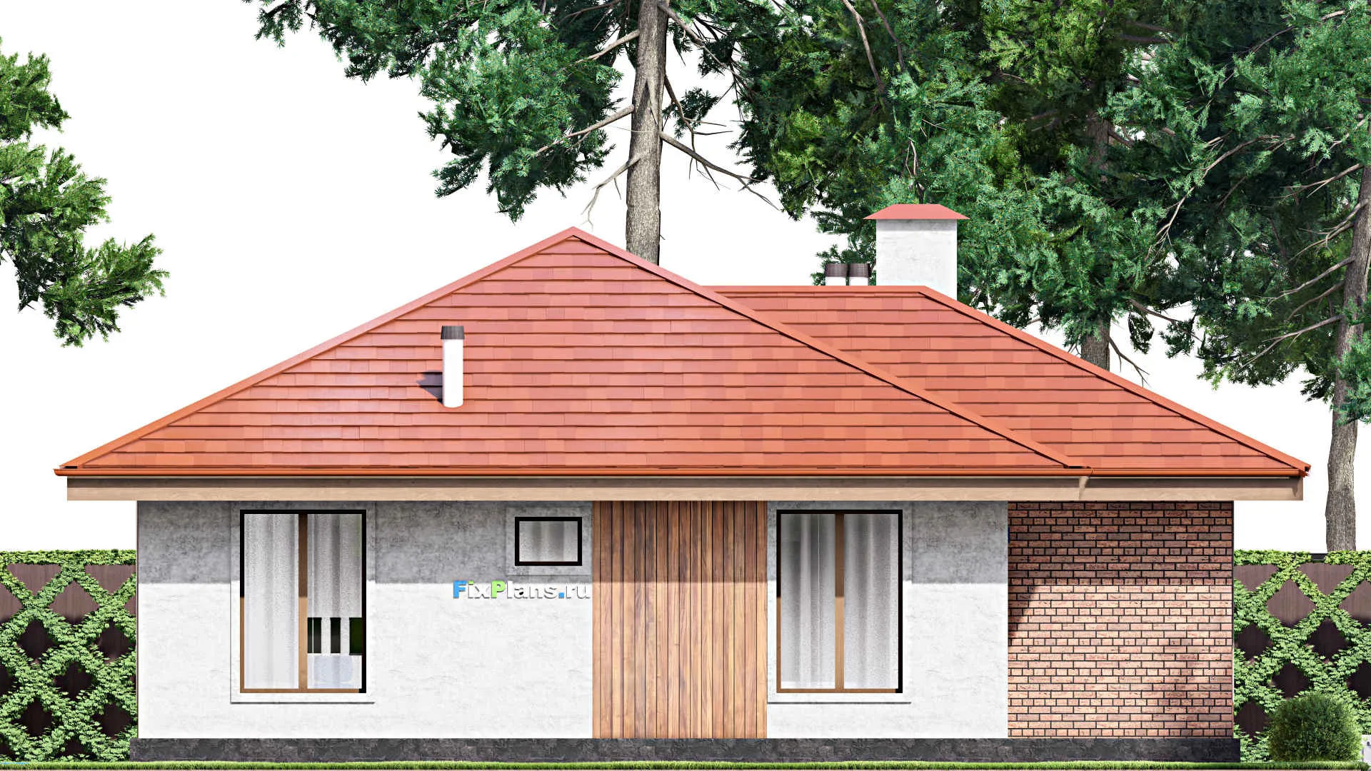 F-13814 - План одноэтажного дома 13 на 15, площадью 130 м² с 3 спальнями