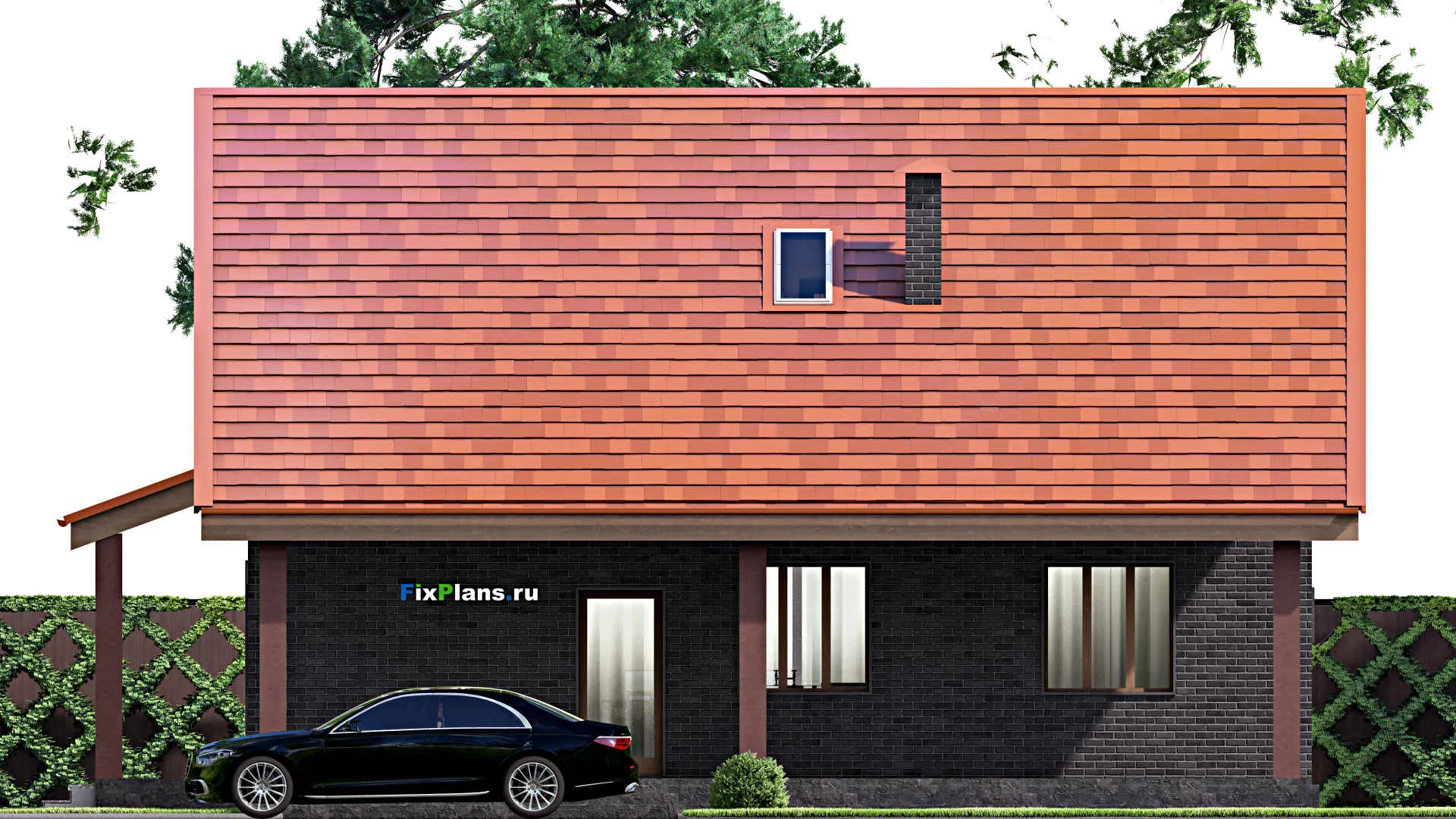 F-14471 - План одноэтажного дома 13 на 14, площадью 200 м² с террасой и 5 спальнями