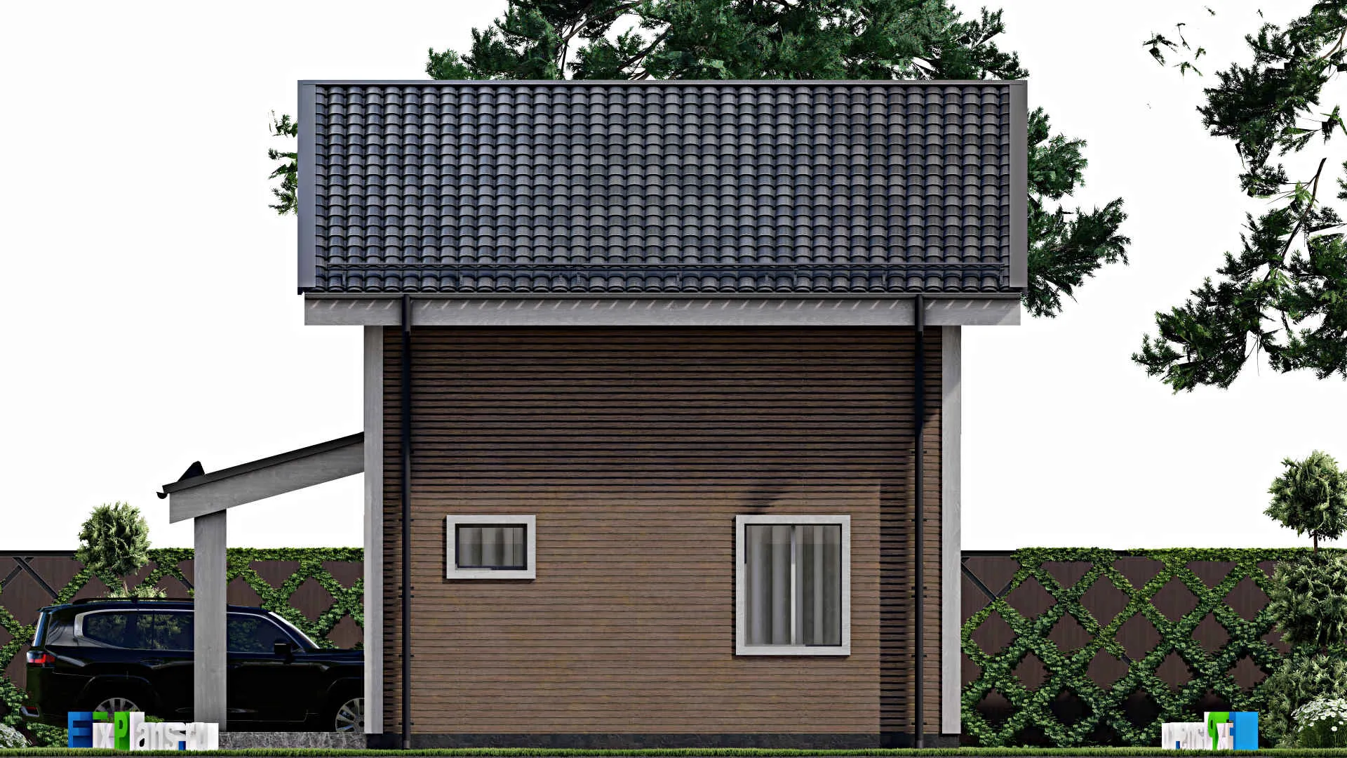 F-10763 - Проект дома с мансардой 10 на 14, площадью 110 м² с террасой и 3 спальнями