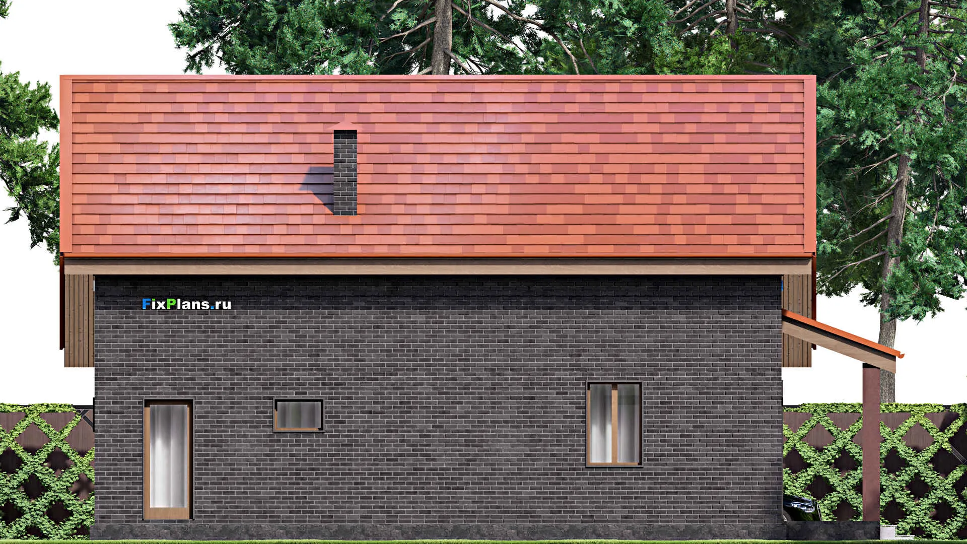 F-14471 - План одноэтажного дома 13 на 14, площадью 200 м² с террасой и 5 спальнями