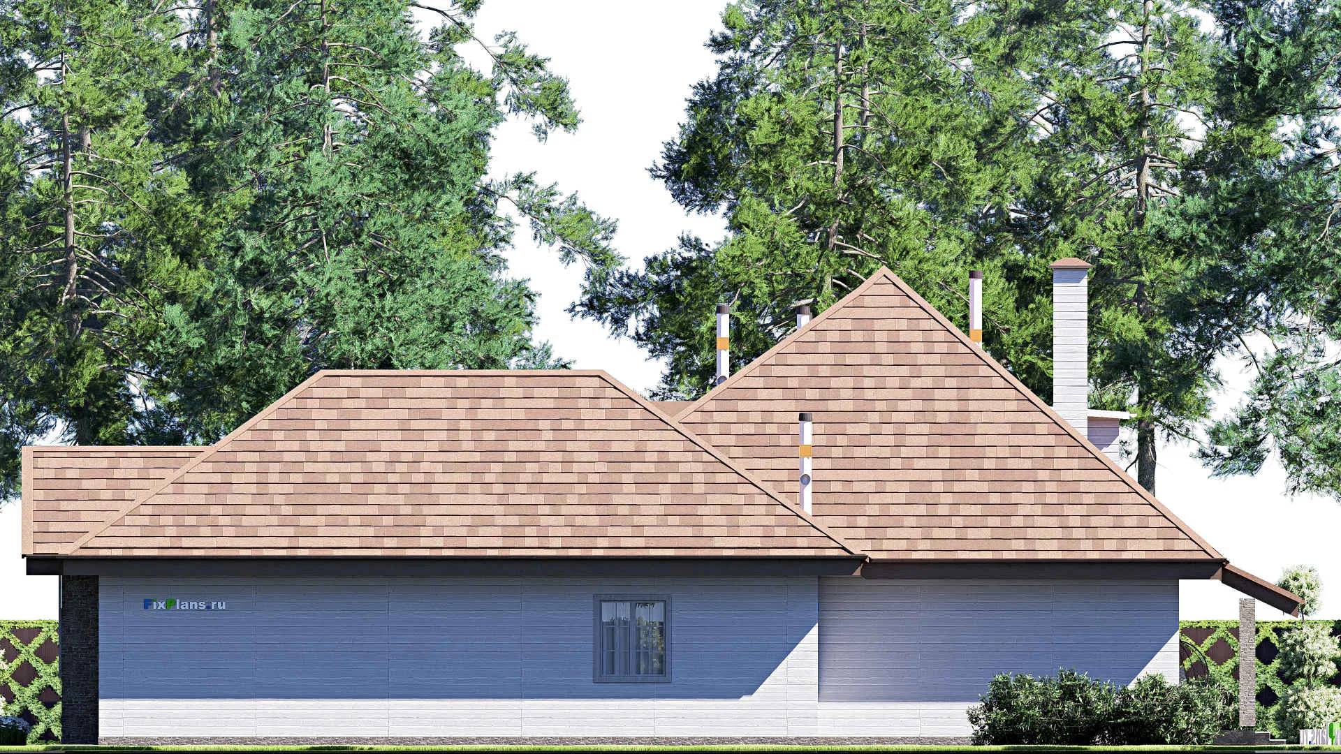 F-19808 - Планы дома с мансардой 22 на 23, площадью 330 м² с террасой, гаражом на 2 машины и 3 спальнями